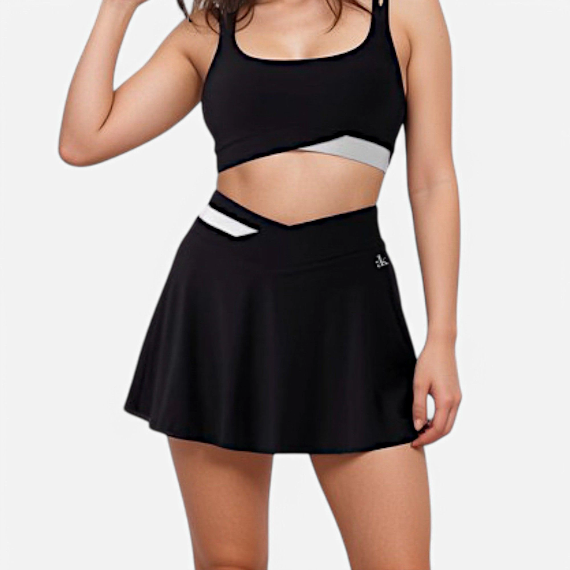 Anna-Kaci Women's Athletic Skort with Contrast Waistband and Flowing A-Line Design