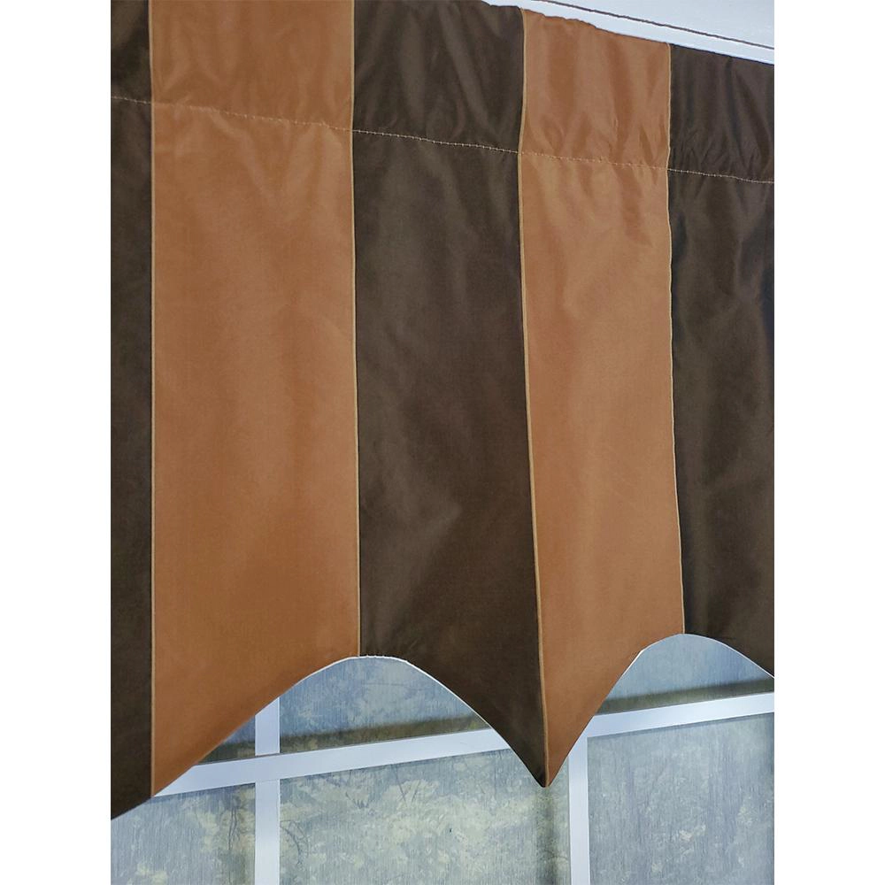 RLF Home Pascal Stripe Regal 3" Rod Pocket Lining Luxurious and Elegant Window Treatment Valance 50" x 17" Espresso