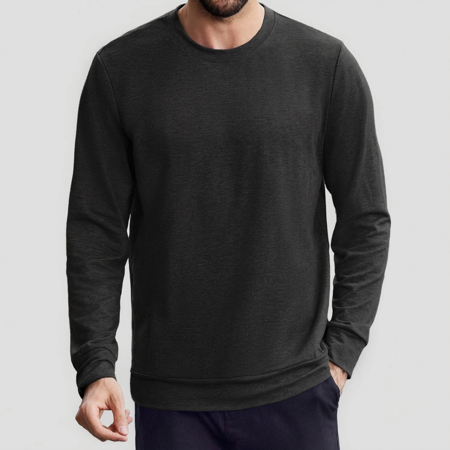 Pinspark Mens Classic Long Sleeve Sweatshirt Fall Crew Neck Solid Casual Pullover