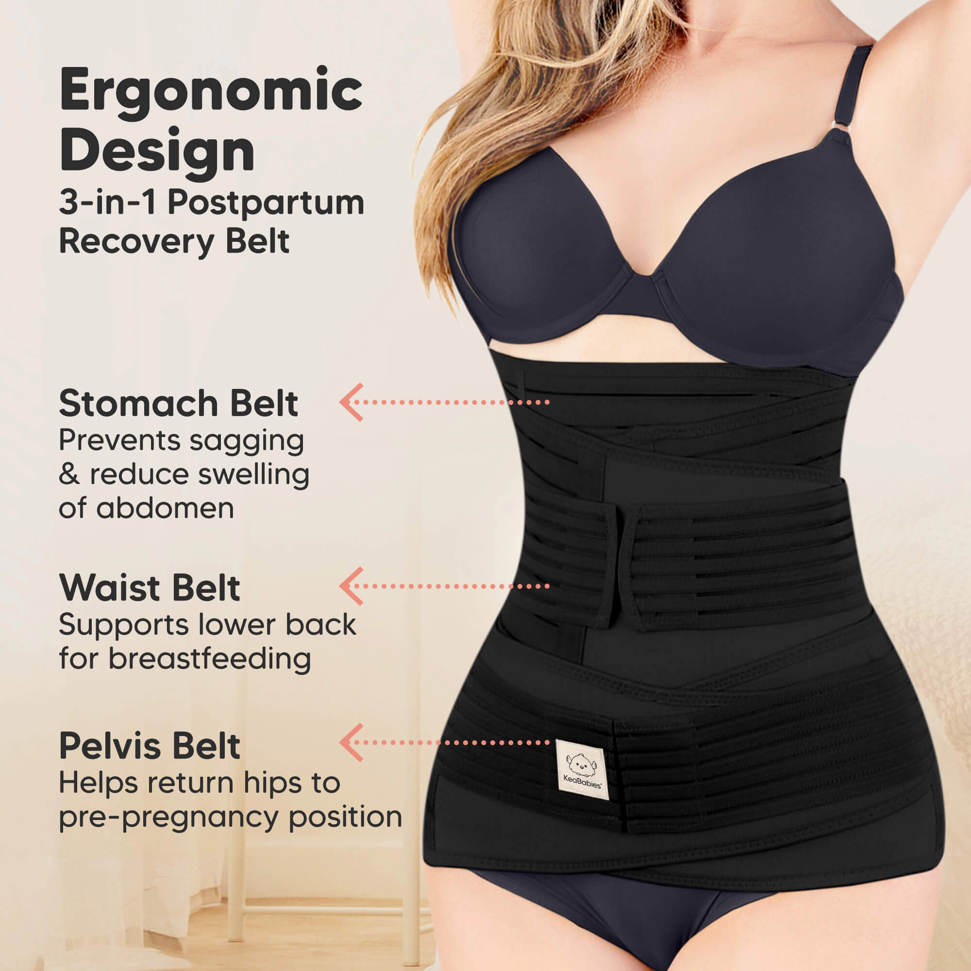 KeaBabies Revive 3-in-1 Postpartum Recovery Support Belt