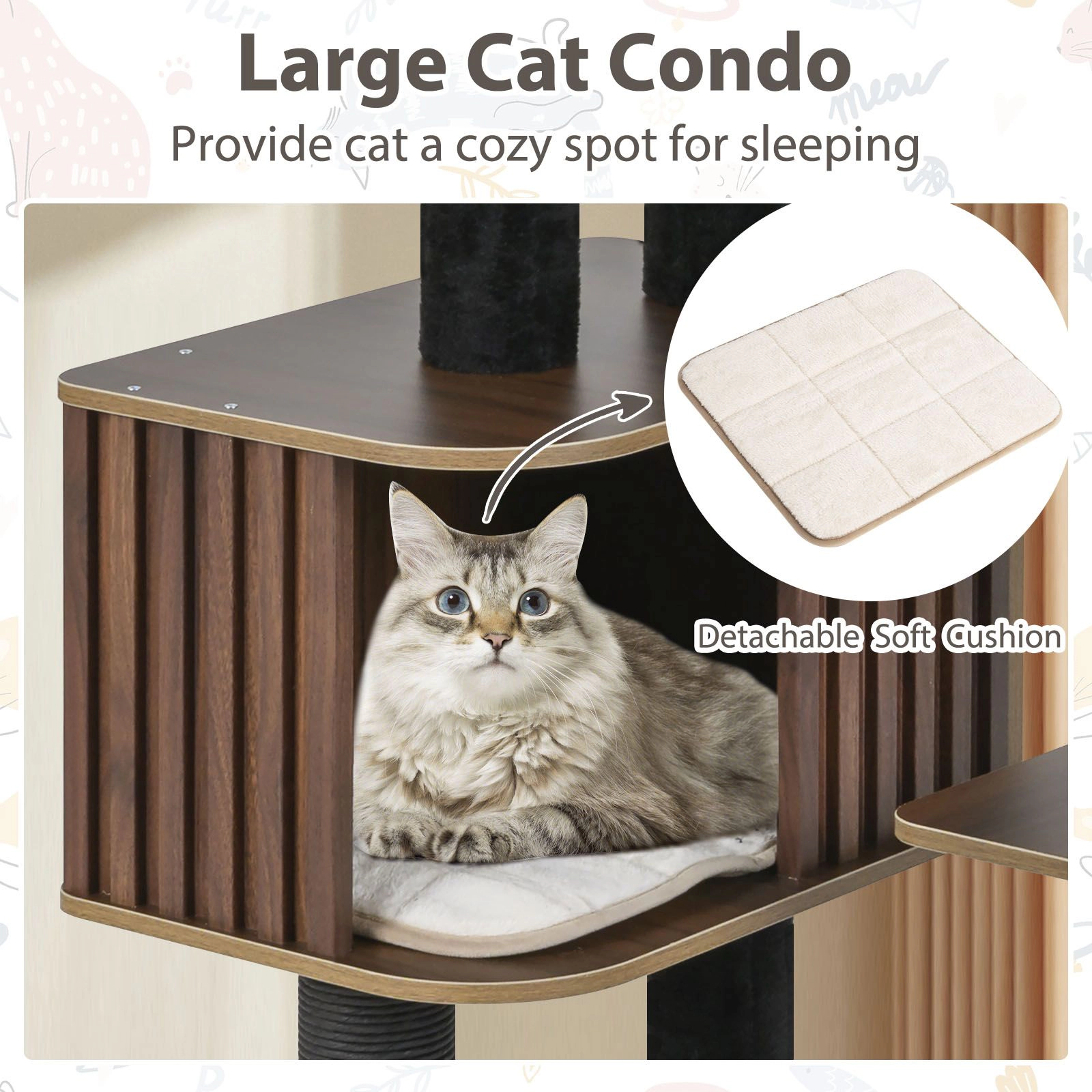 SlickBlue 6-Level Multi-Level Cat Tree with Condo & Scratching Posts