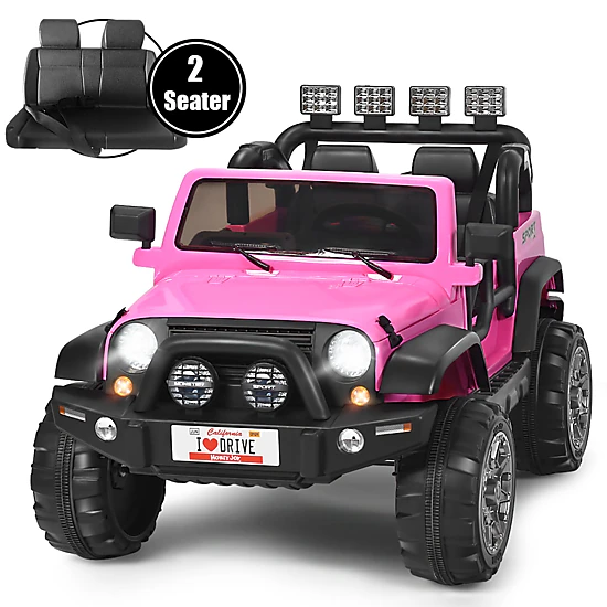 Costway 12V Kids Ride On Car 2 Seater Truck RC Electric Vehicles w/ Storage Room White