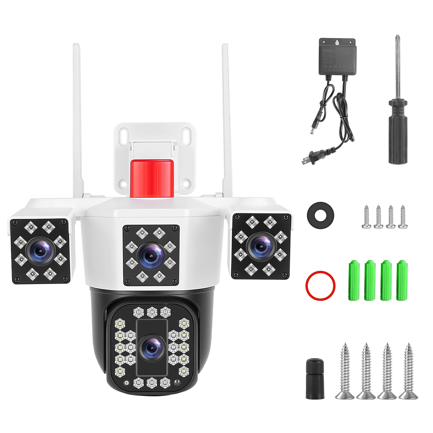 GBruno 1080P 4-Lens Security Camera 360° WiFi Pan Tilt