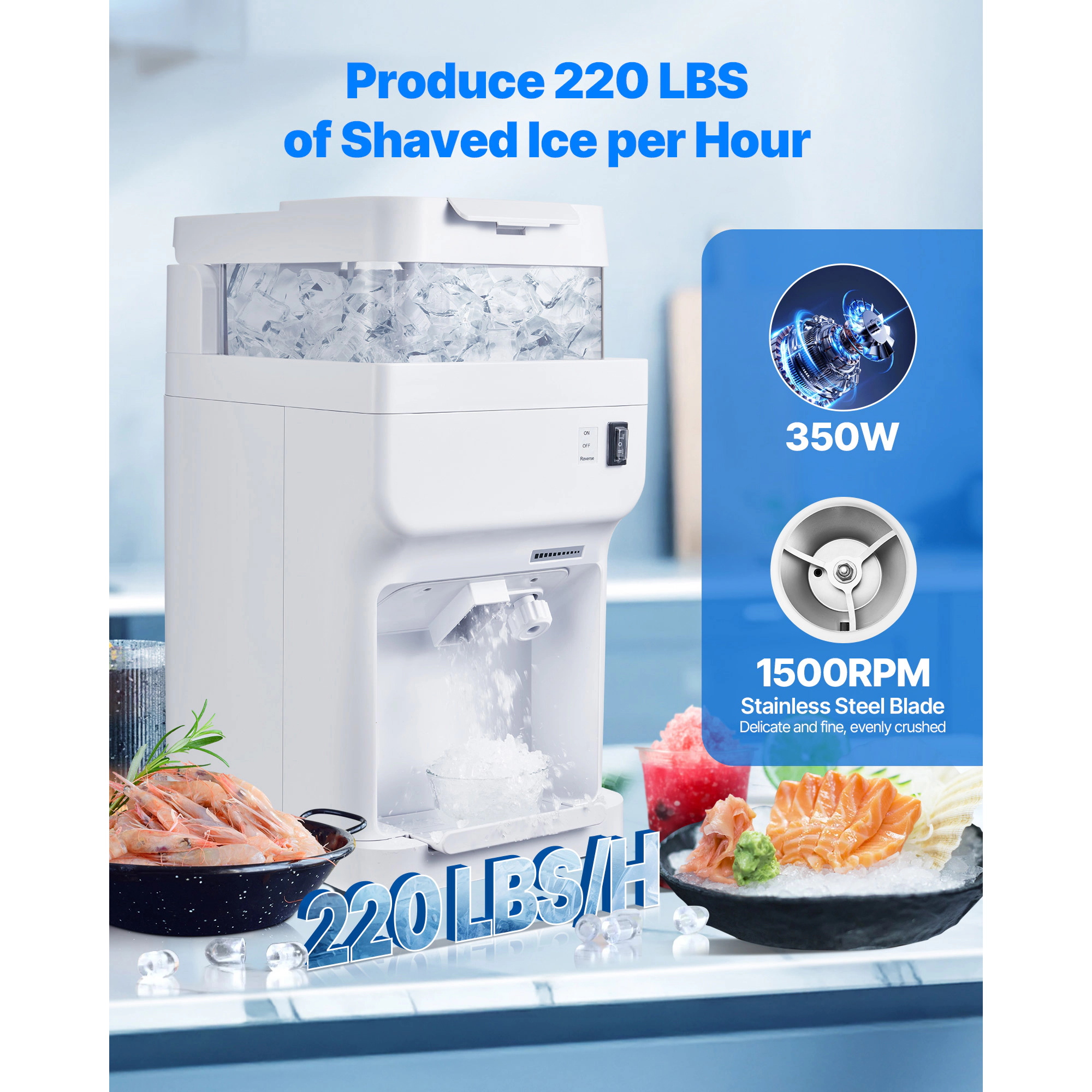 HONGGE Commercial Ice Shaver Electric Snow Cone Maker with Ice Shaved Ice Machine for Home Commercial