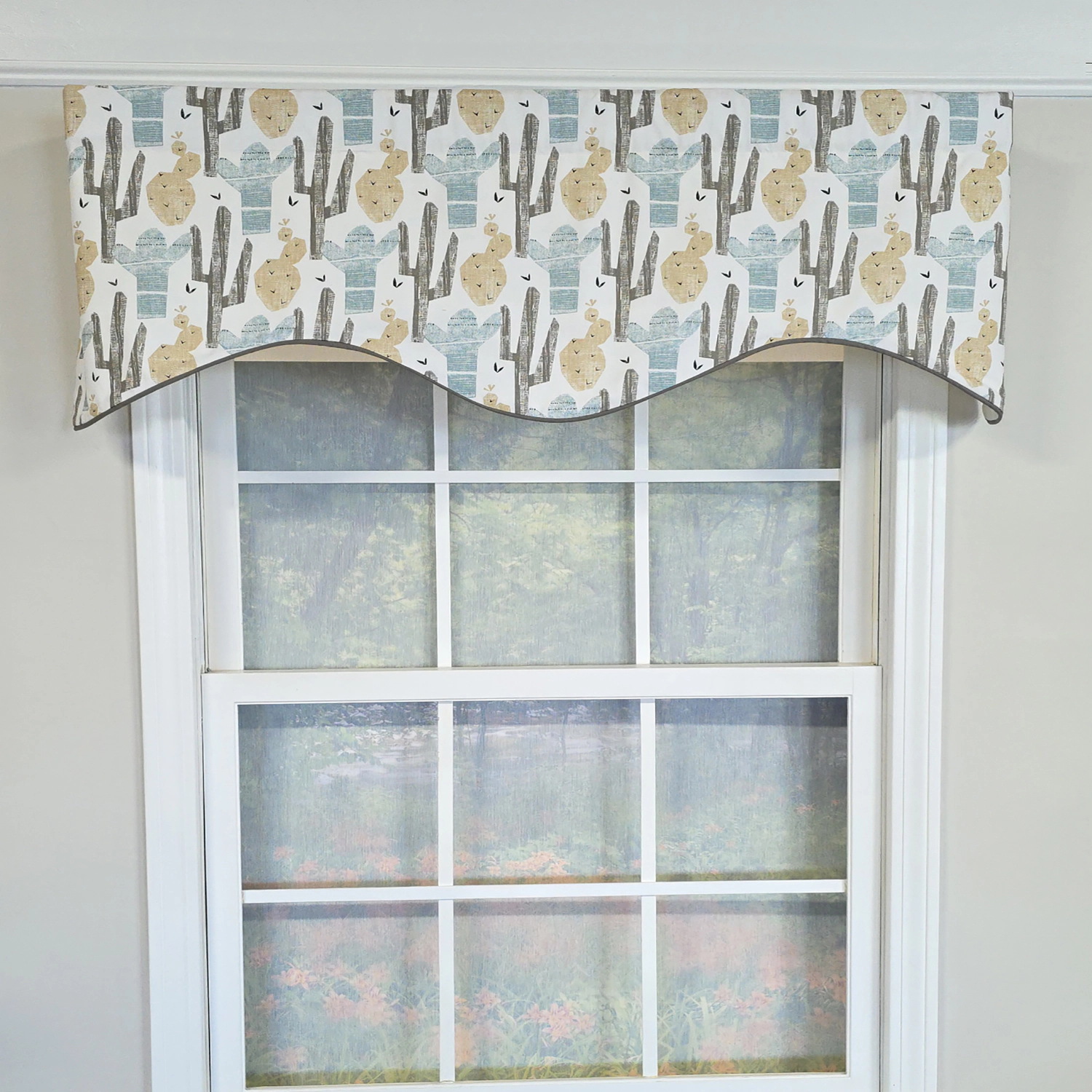 RLF Home 100% Cotton Arizona Cornice  Fully lined Windows Rod Pocket Valance 50" x 17"  Natural