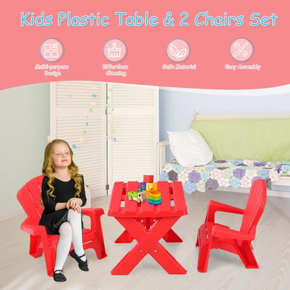 Hivvago 3-Piece Plastic Children Play Table Chair Set