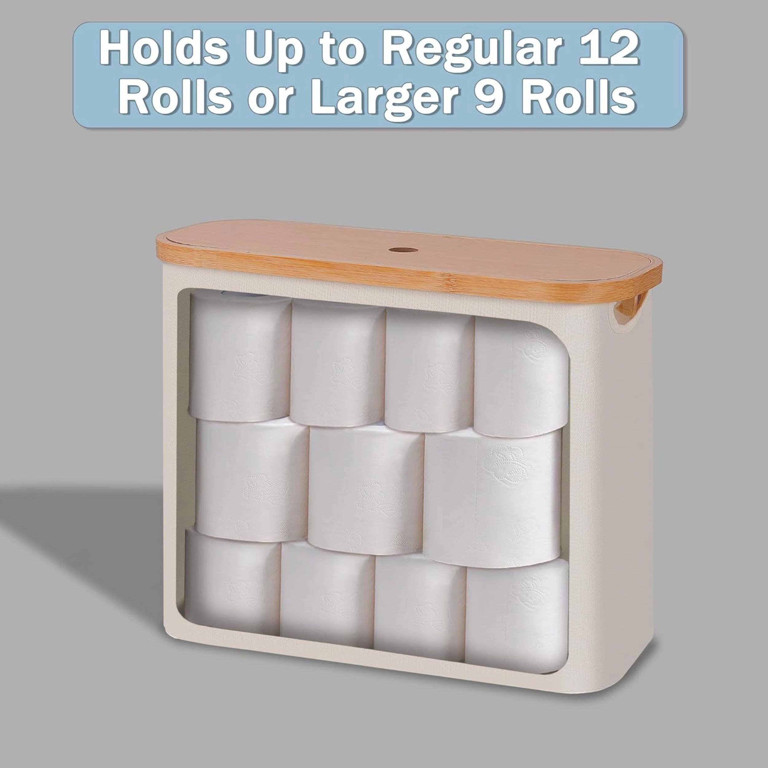 Stock Preferred Toilet Paper Storage Basket with Lid Freestanding Bathroom Organizer