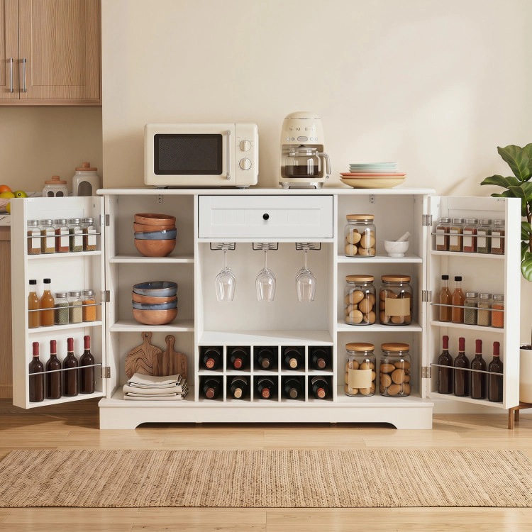 Hivvago 47.2 Inch Sideboard Cabinet With Door Shelves And 10-Bottle Wine Rack