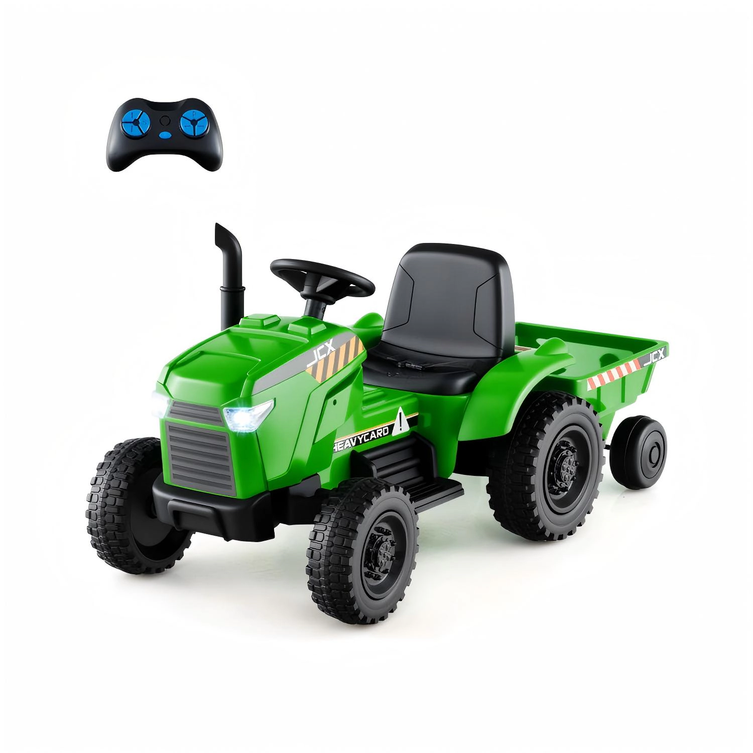 SUGIFT 12V 2-in-1 Kids Ride On Tractor with Detachable Trailer and 3-Gear Shift 66-lb Capacity Ages 3-8 Green
