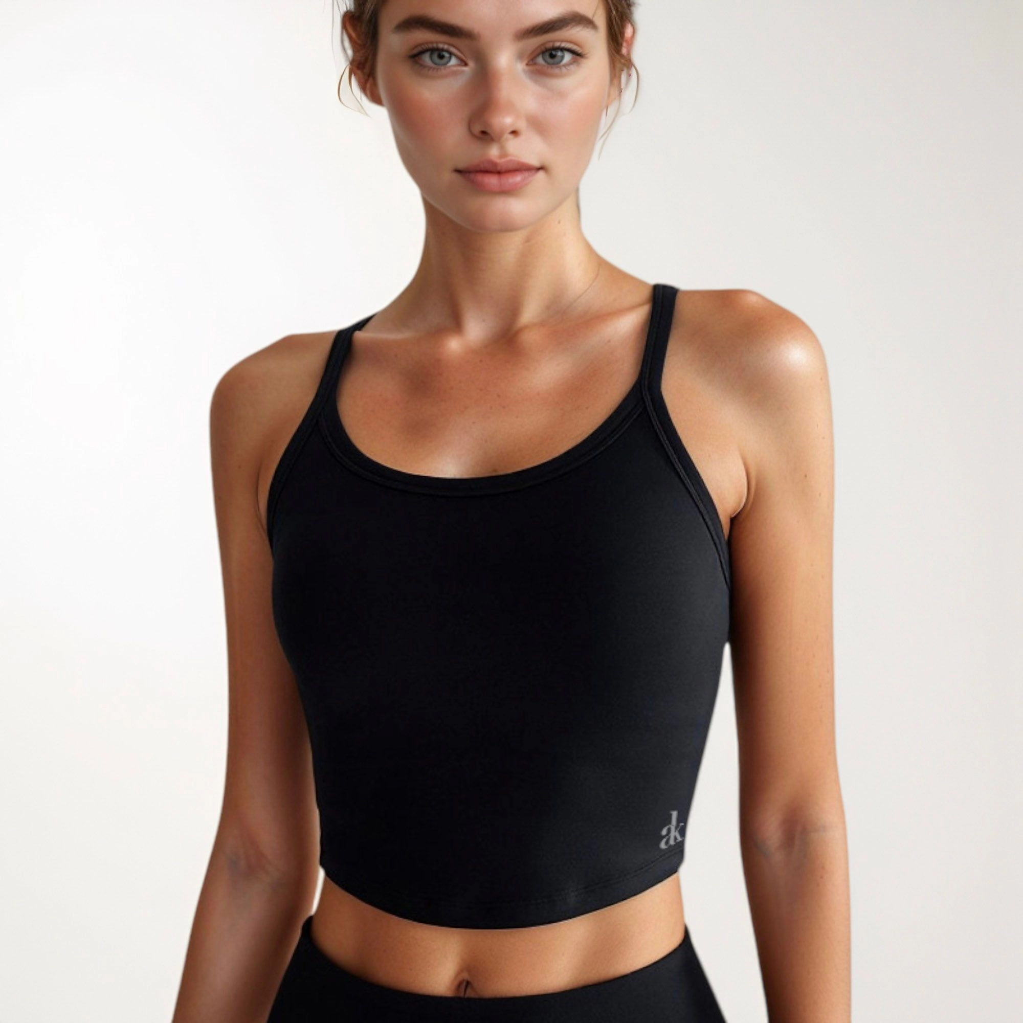 Anna-Kaci Women's Cropped Sports Tank Top with Thin Straps and Scoop Neck for Everyday Activewear