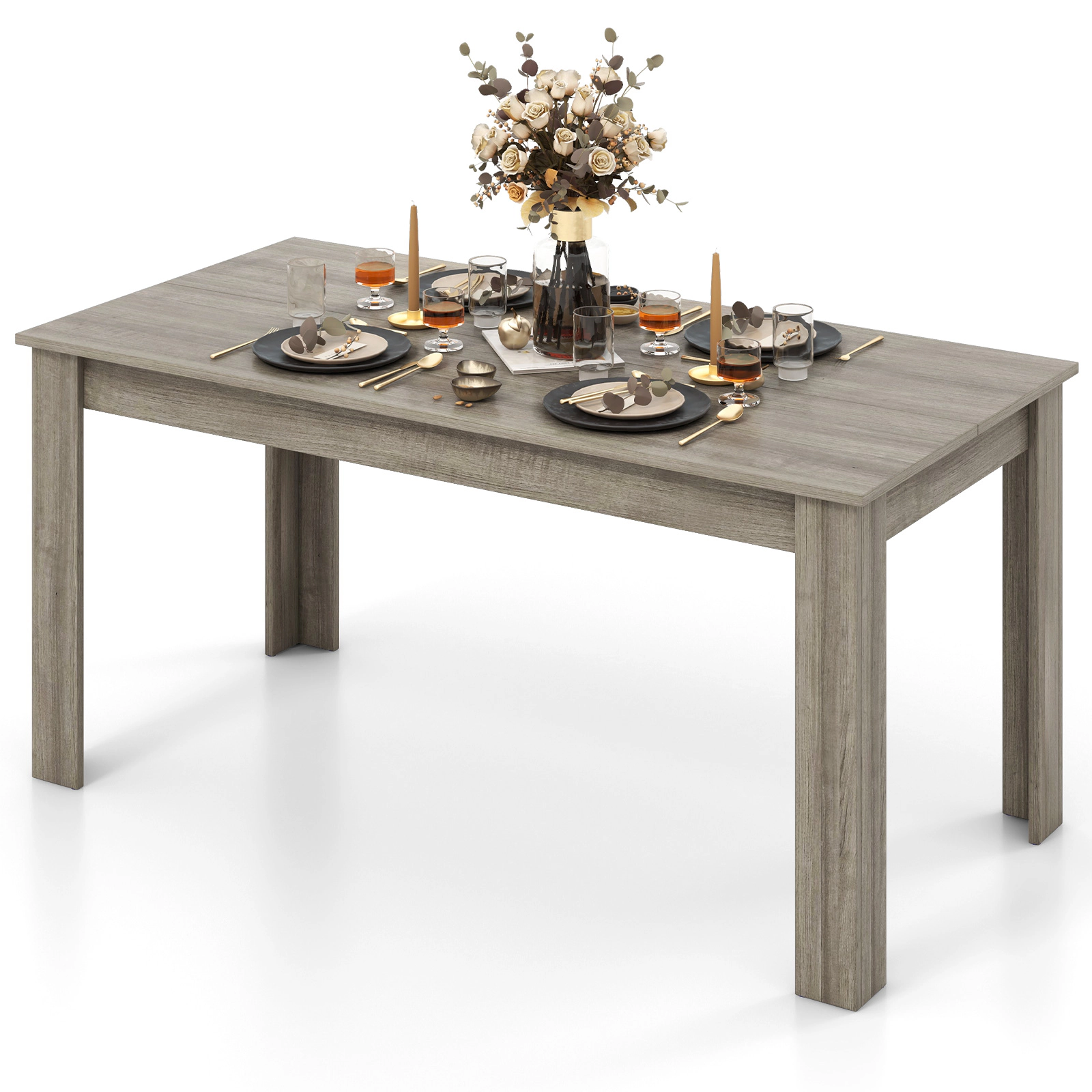 SUGIFT 63-in Rectangular Modern Engineered Wood Dining Kitchen Table 200-lb Capacity 63 x 31.5 x 30 in Light Gray