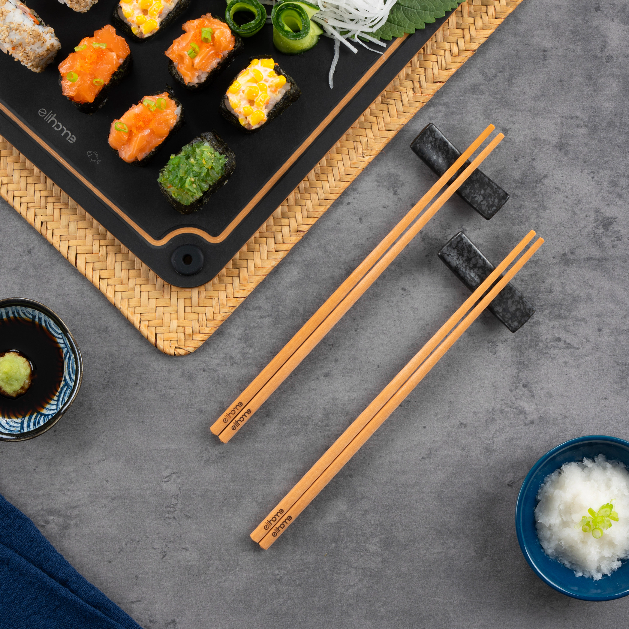 Elihome Premium Wood Fiber Chopsticks, 10.25 inch, Non-Slip, Dishwasher Safe