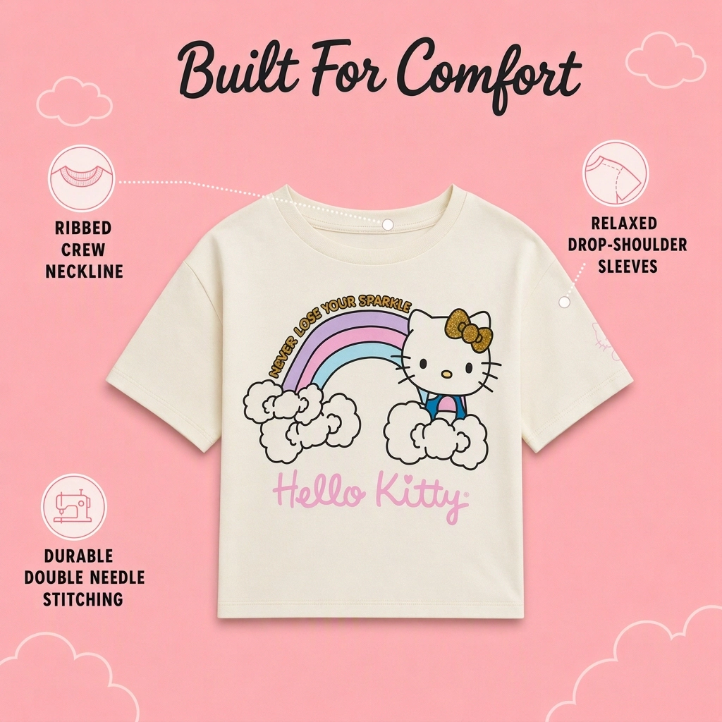 Hello Kitty Girls' Glitter Short Sleeve T-Shirt