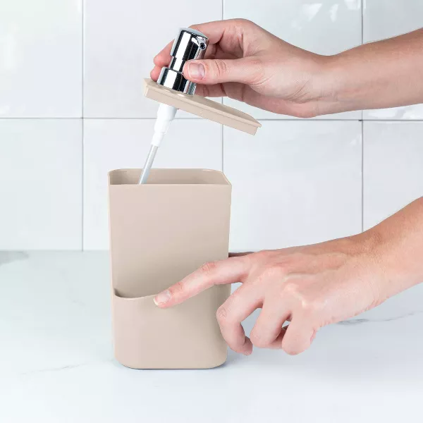 OU 22oz Soap Dispenser w/ Sponge Holder, Kitchen Pump Sink Holder Drainage Compatible Gel & Dish Soaps