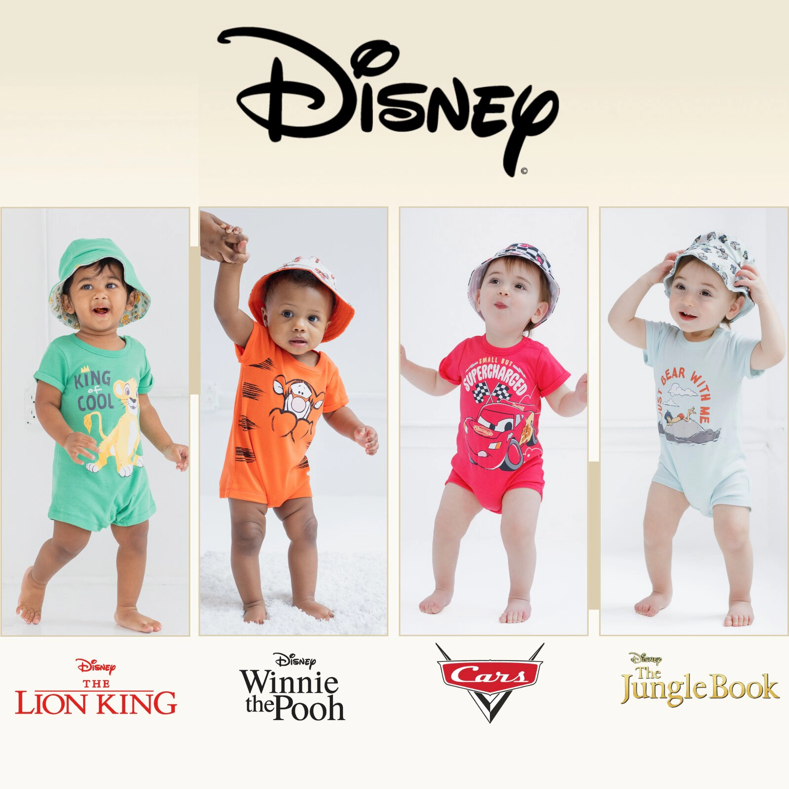 Disney Baby Boys' 2-Piece Romper and Bucket Hat Set