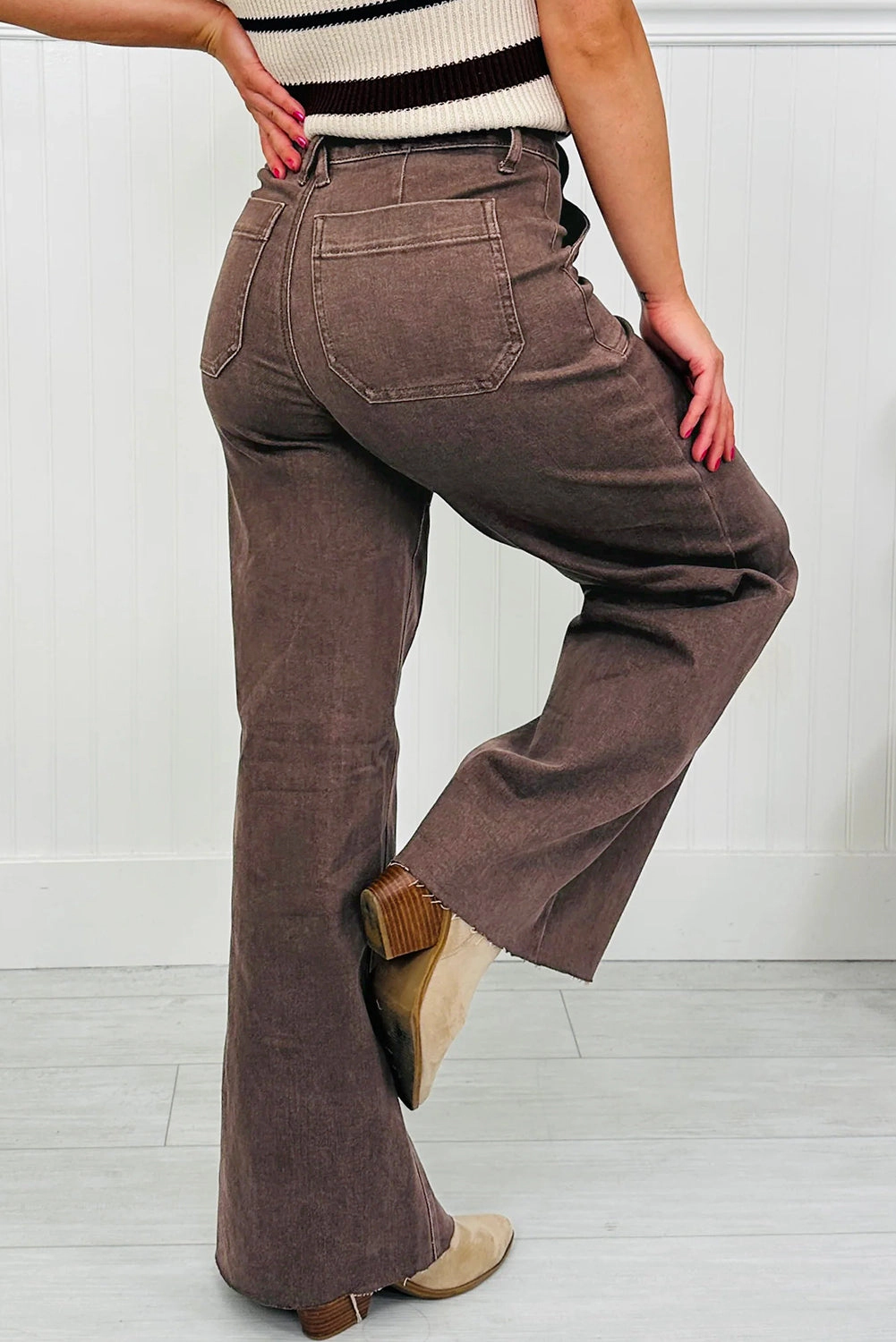 Threaded Pear Women's Elora Washed Patch Loose Jeans