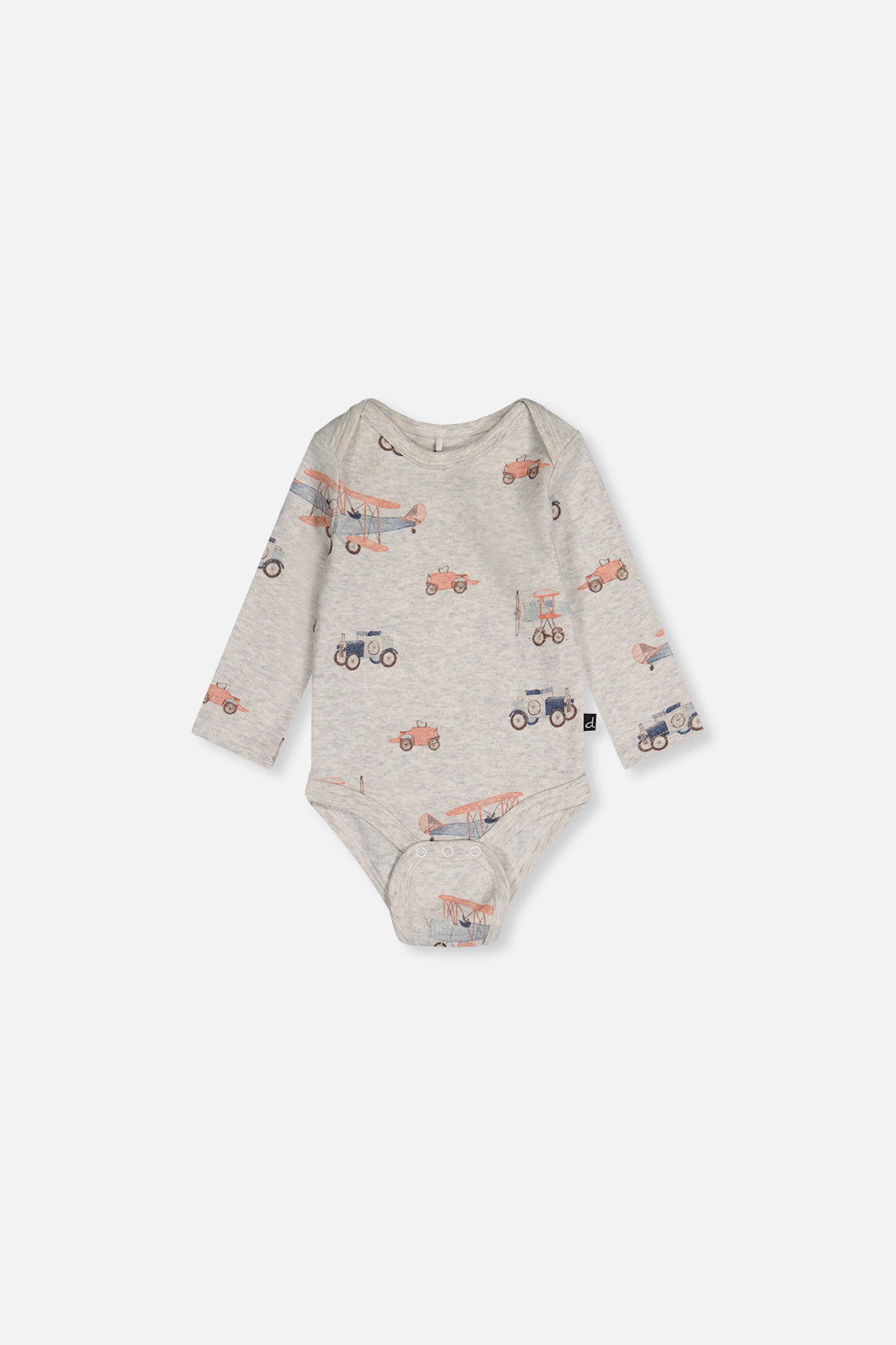 Deux par Boys Three Pack Organic Cotton Long Sleeve Printed Onesies