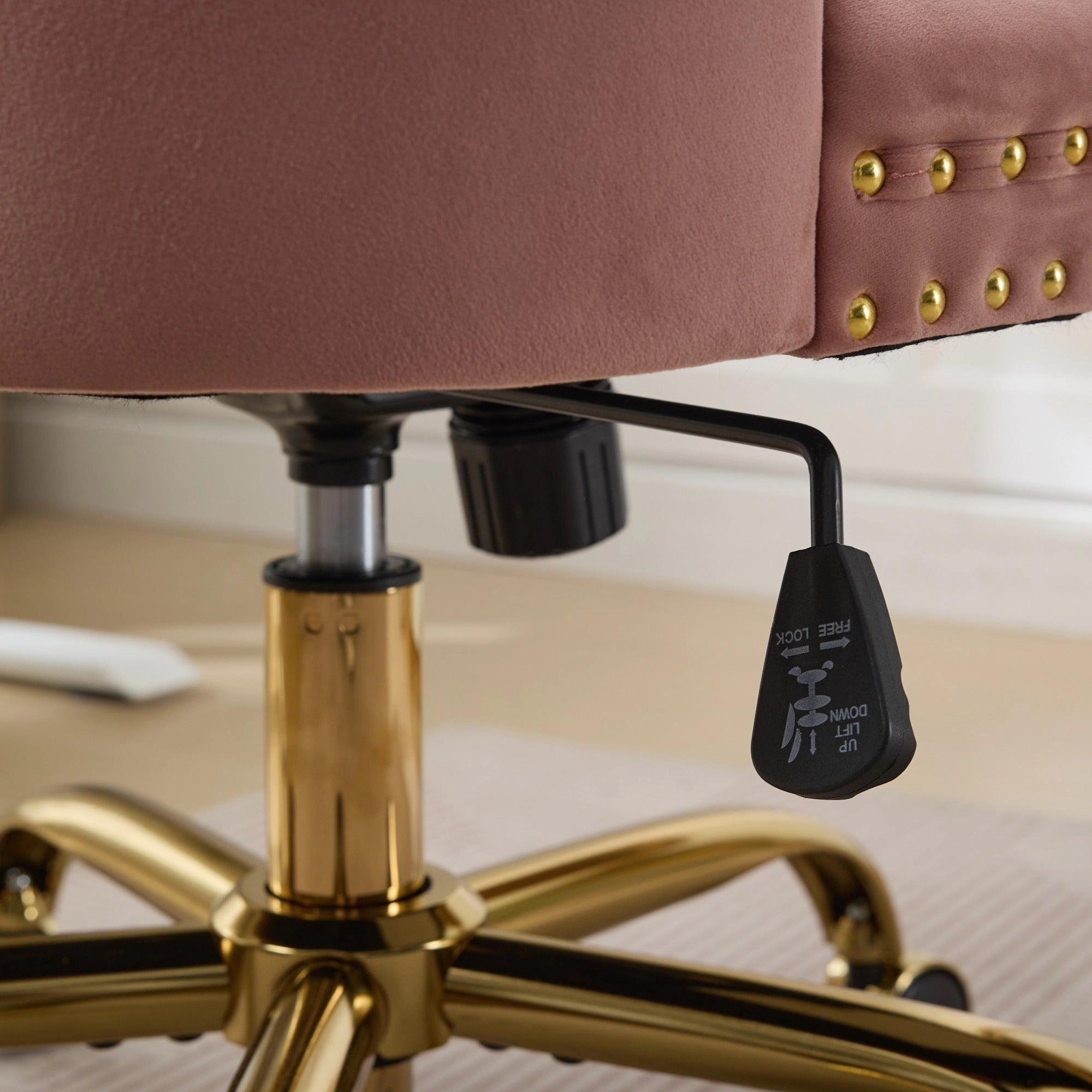 Platinum-Level Office Chairs Pink Velvet Tufted Office Chair, Modern Swivel Desk Chair