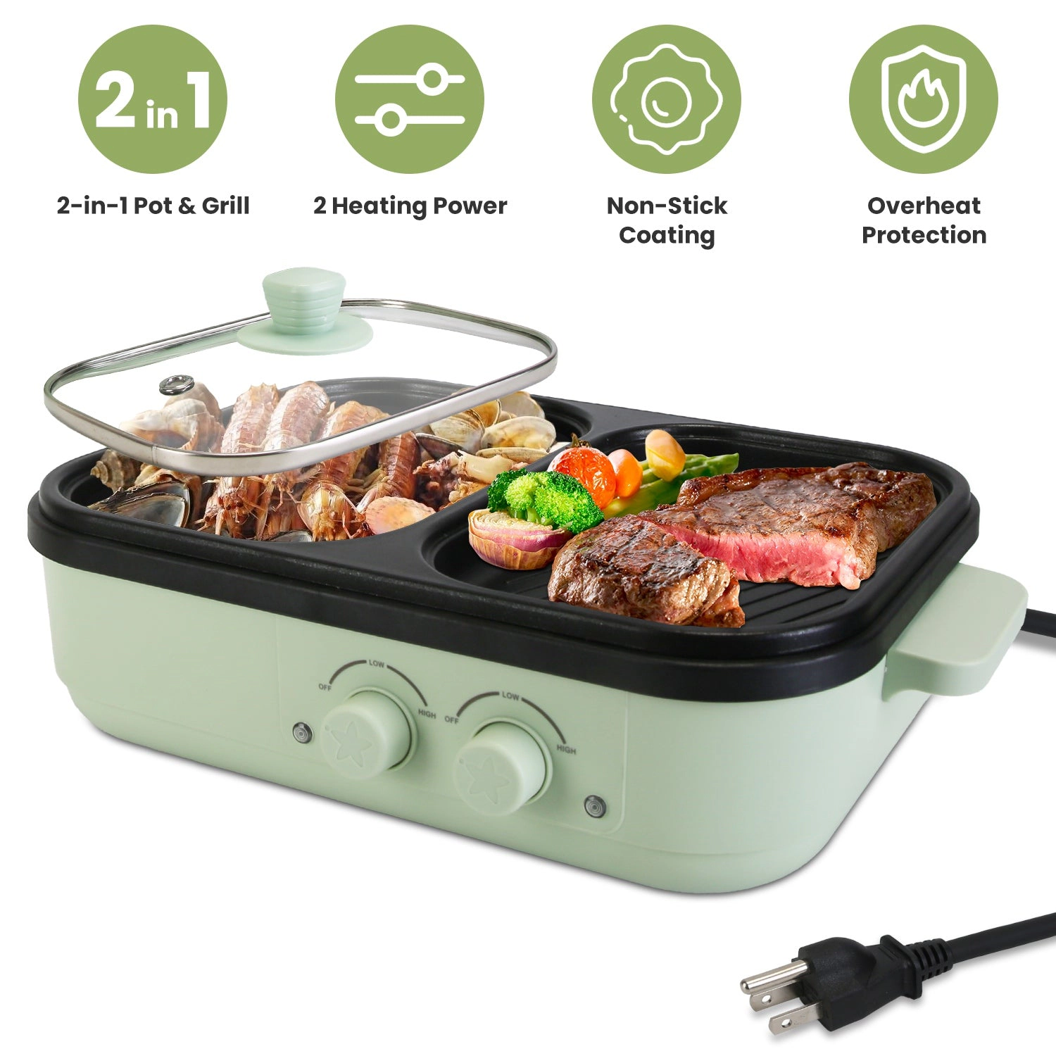 GBruno 2-in-1 Electric Hot Pot With Grill