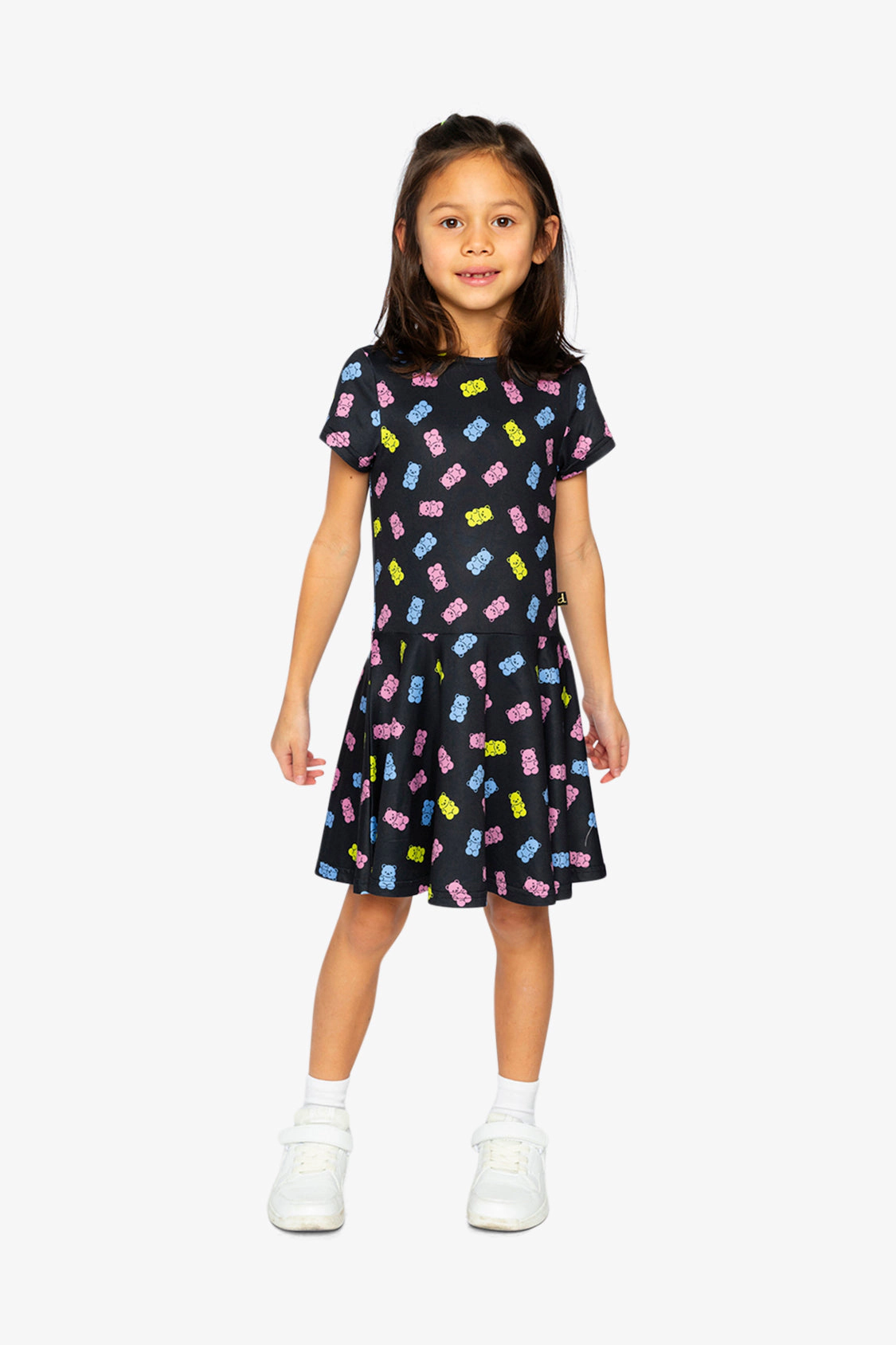 Deux par Girls Gummy Bear Print Short Sleeve Drop-Waist Dress