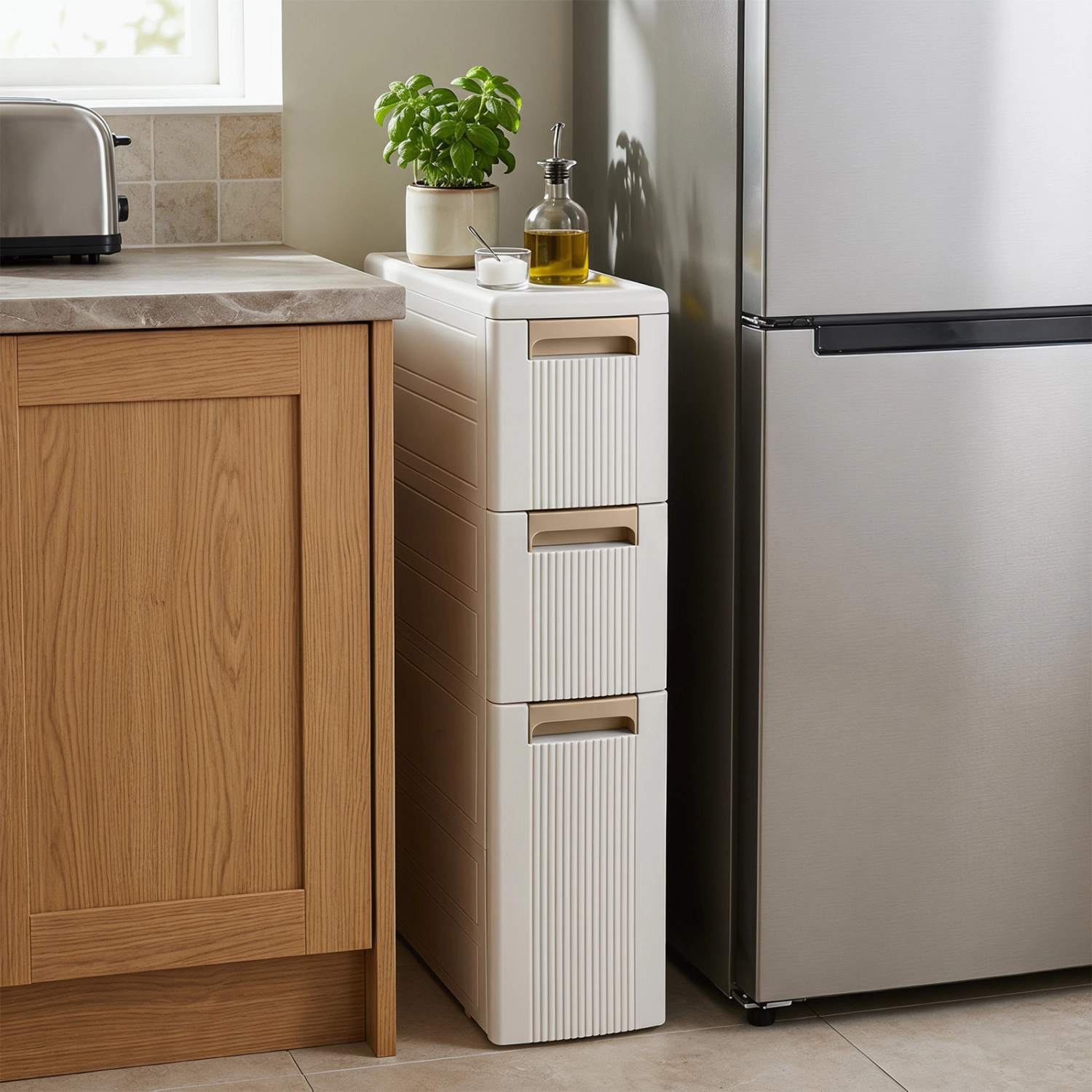 SlickBlue 3-Drawer Slim Storage Cabinet, Narrow Rolling Organizer