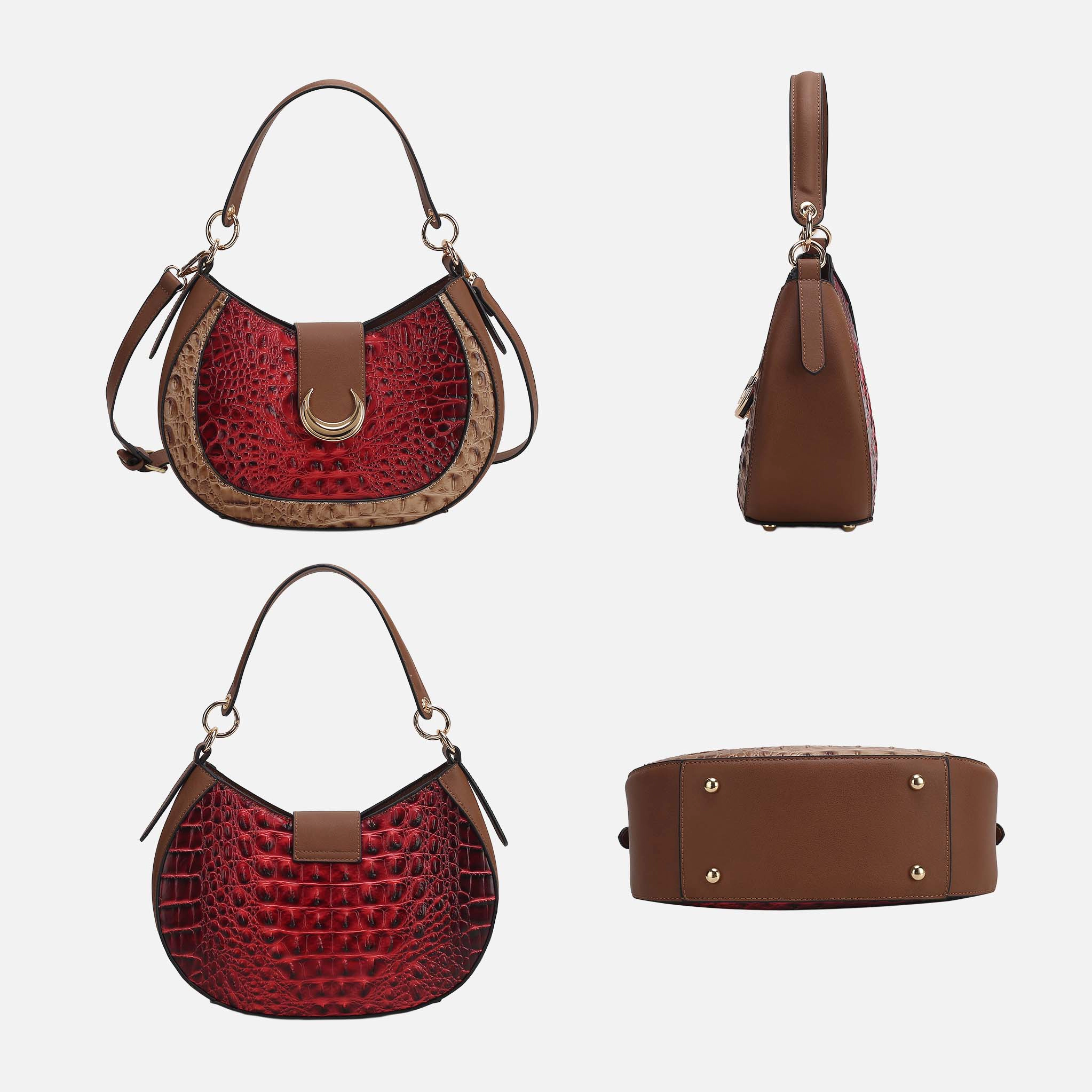 Mia K Collection Jain Croc-Embossed Faux Leather Shoulder Bag