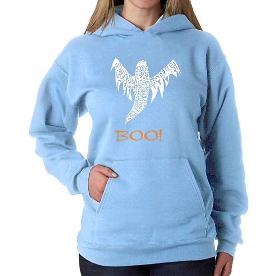 LA Pop Art Halloween Ghost - Women's Word Art Hooded Sweatshirt