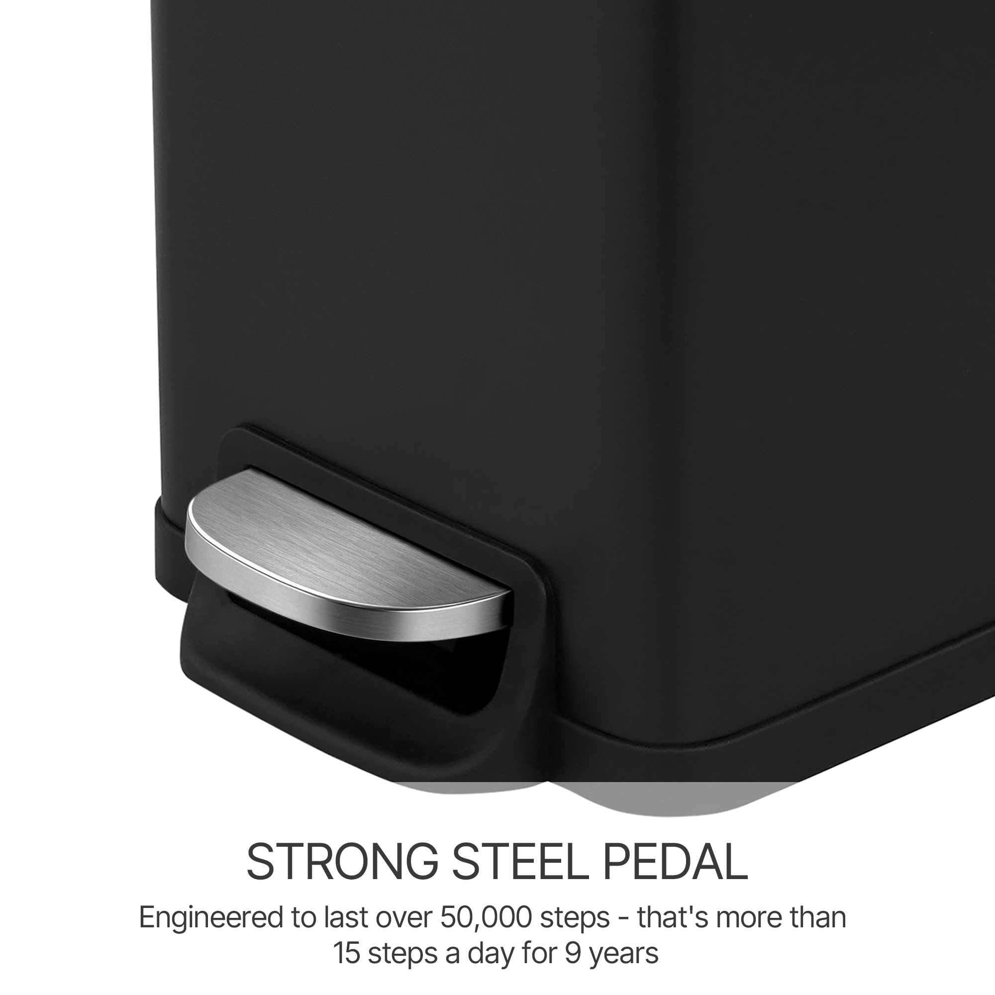 Innovaze 12.9 Gal./ 45 Liter Slim Stainless-Steel-Made Matt Black Step-on Kitchen Trash Can