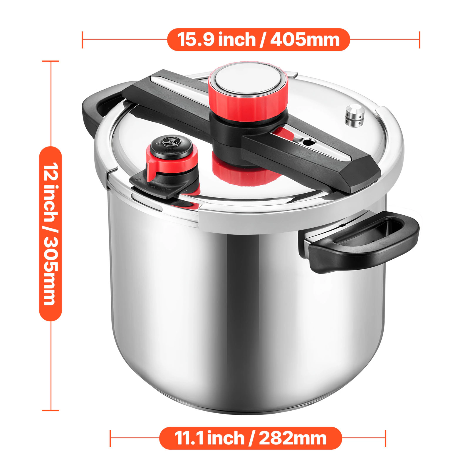 HONGGE 12Qt Stainless Steel Stovetop Pressure Cooker & Canner with Steaming Rack, Tempered Glass Lid, 3 Settings