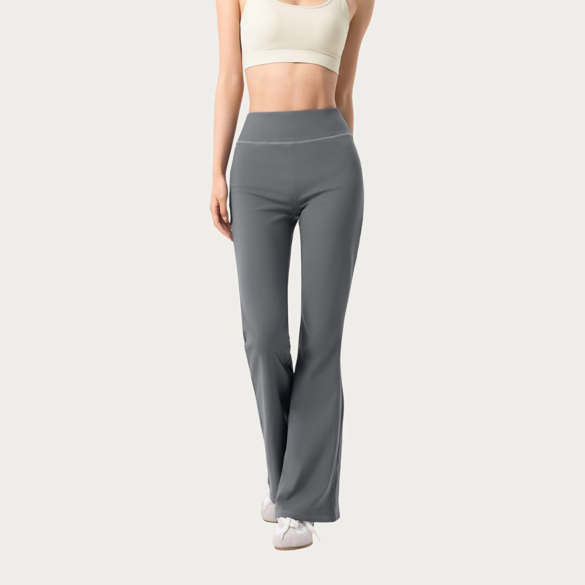 Anna-Kaci Women's High-Waist Flare Active Pants with Stretch Fabric Streamlined Contoured Fit and Full-Length Silhouette