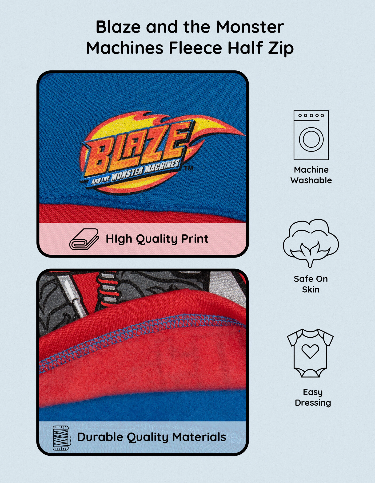Nickelodeon Blaze and the Monster Machines Boys' Racing Quarter-Zip Fleece Hoodie