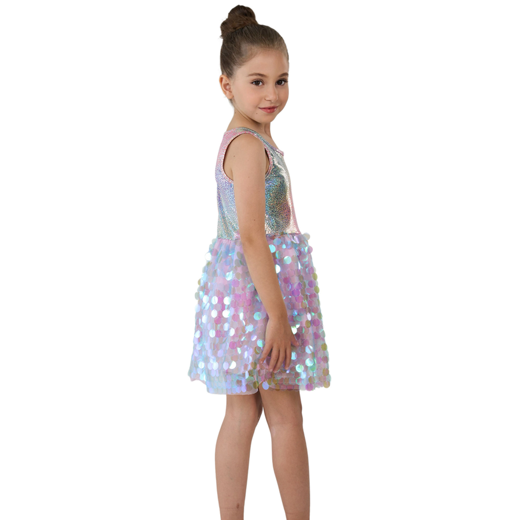 2Bunnies Girls' Ombre Iridescent Paillette Sequin Sleeveless Dress
