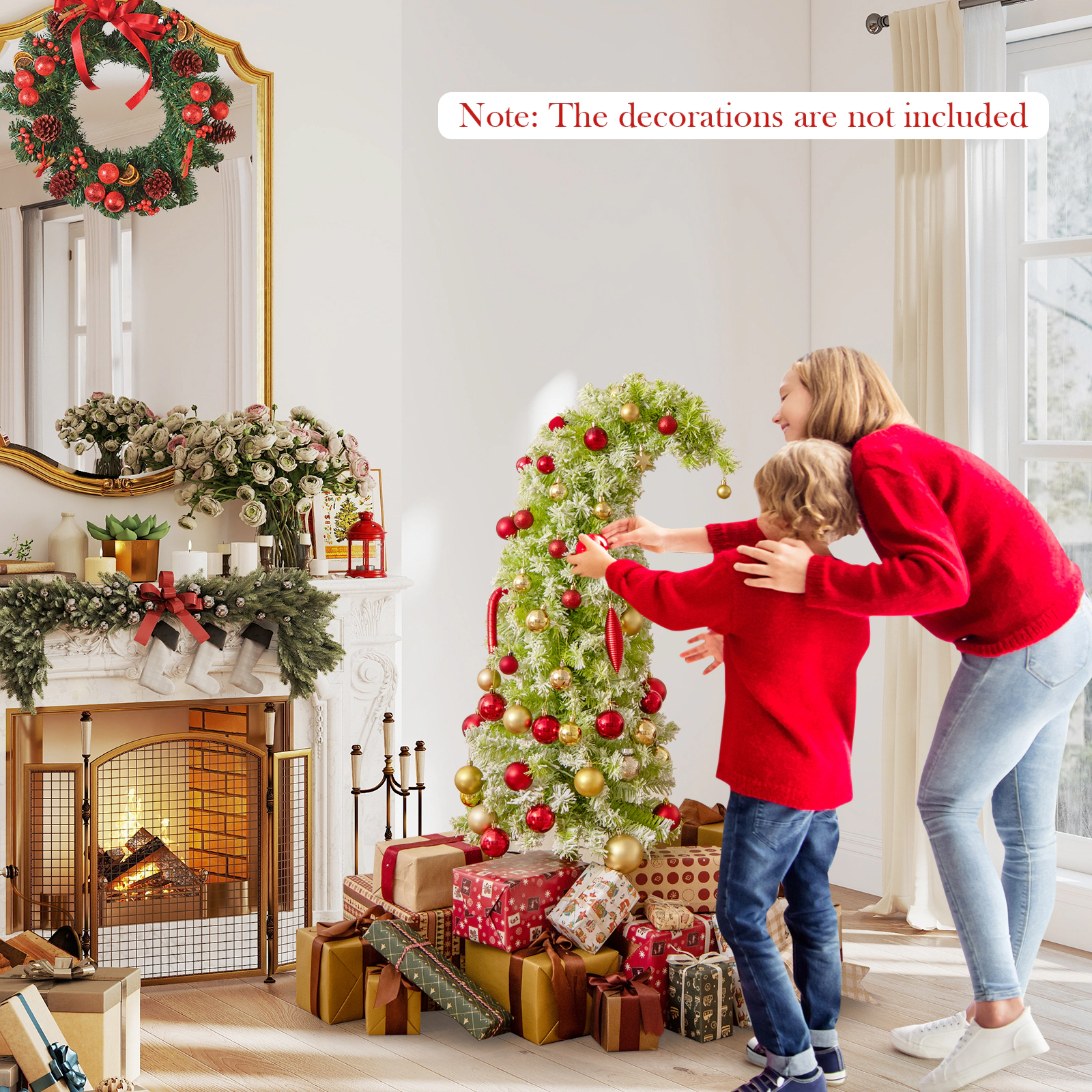 SUGIFT 5 ft Whimsical Christmas Tree with Bendable Top and 216 Branch Tips Pre-Lit Xmas Tree