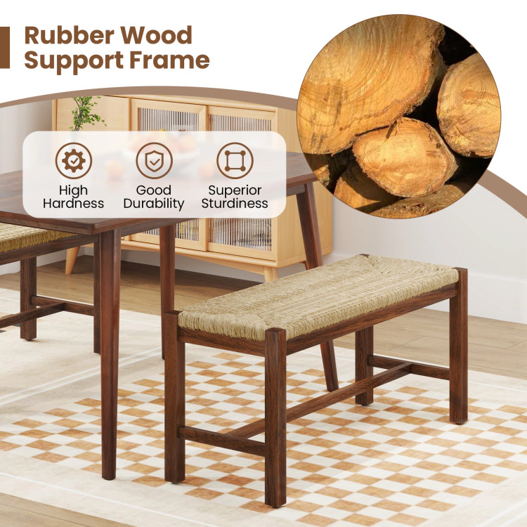 Hivvago 40 Inch Long Wood Bench with Solid Rubber Wood Frame-Walnut