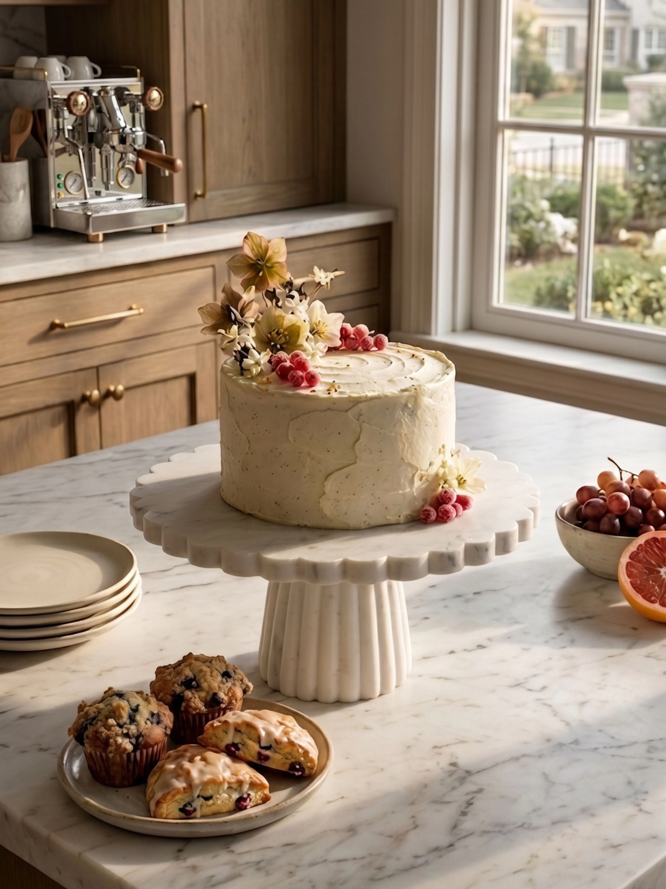 GAURI KOHLI Bobby White Marble Cake Stand