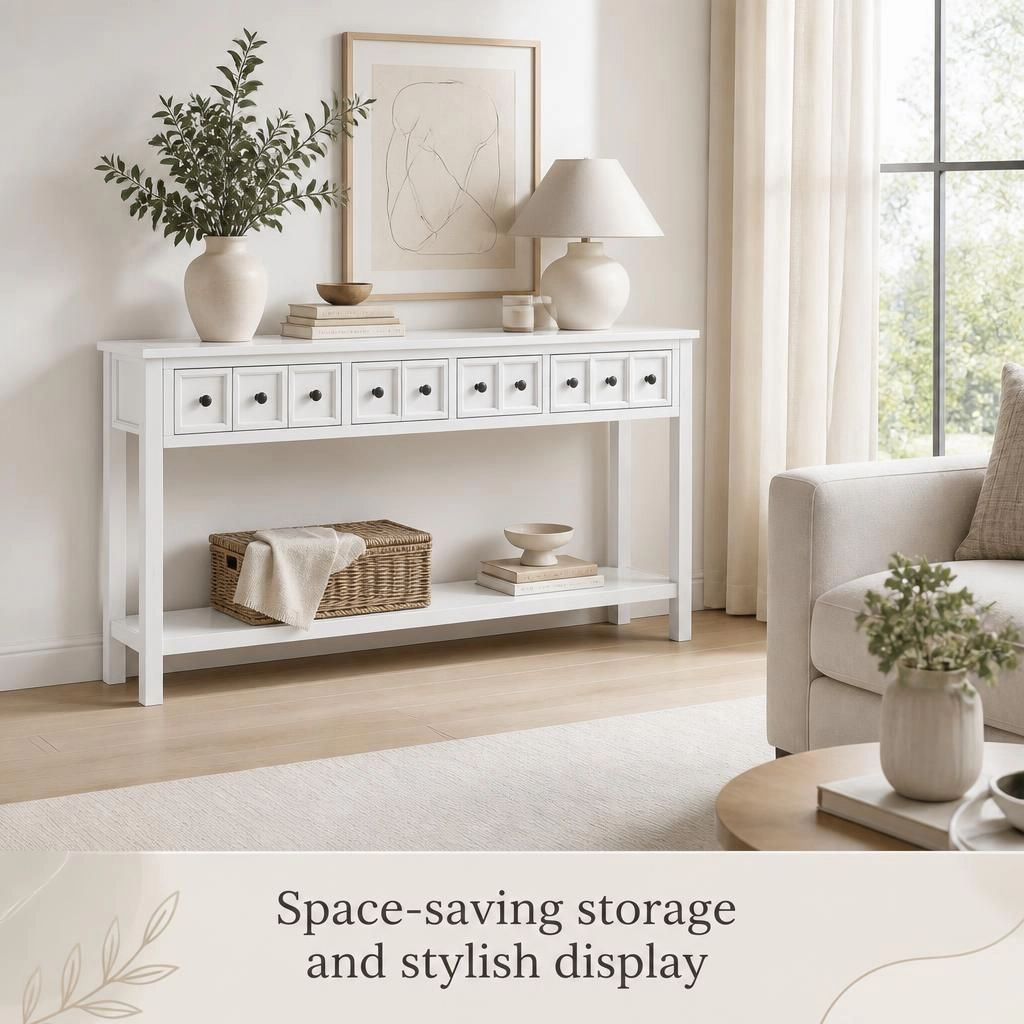 GOODSILO Narrow Solid Wood Long Console Table
