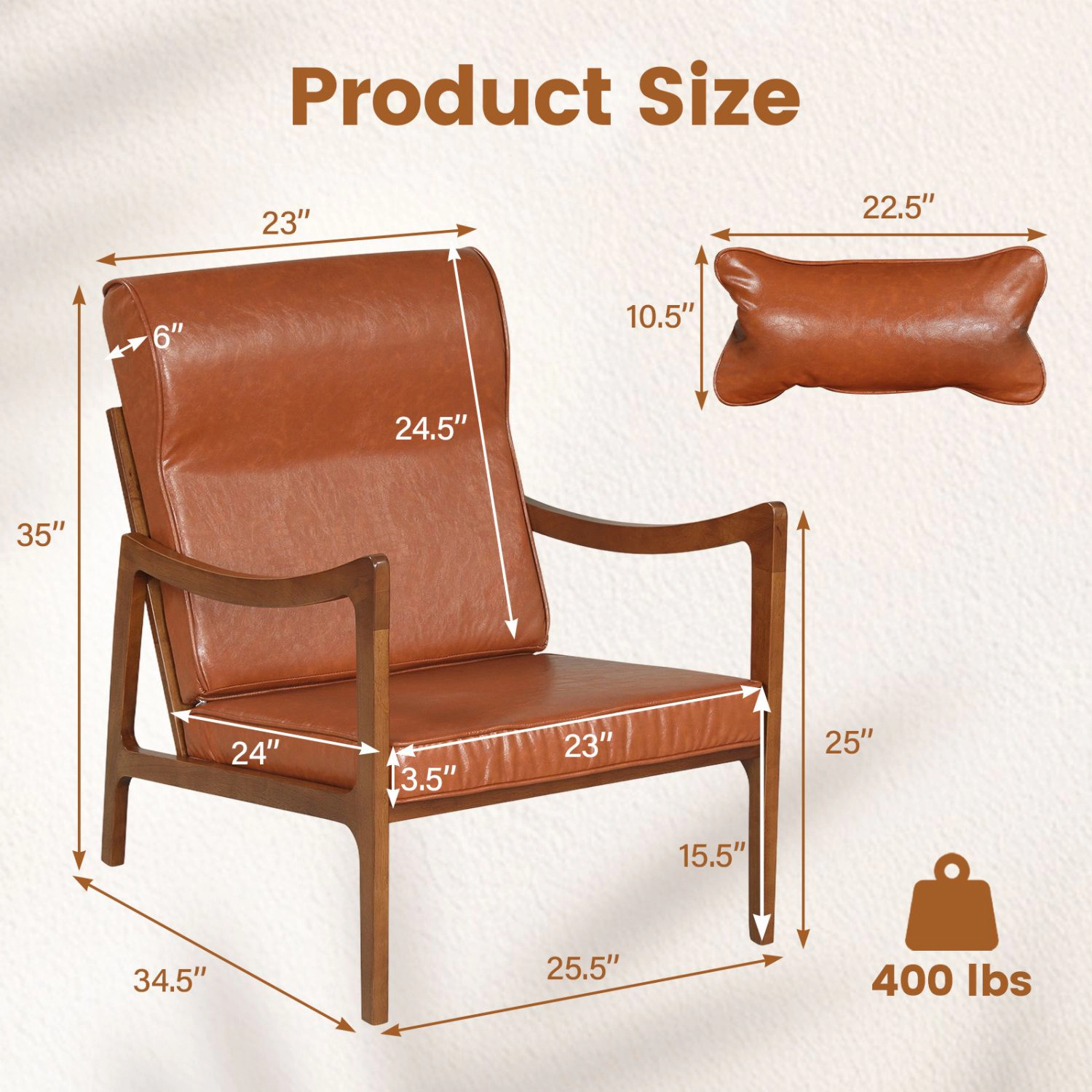 SlickBlue Unisex Modern Upholstered Accent Chair With Lumbar Pillow