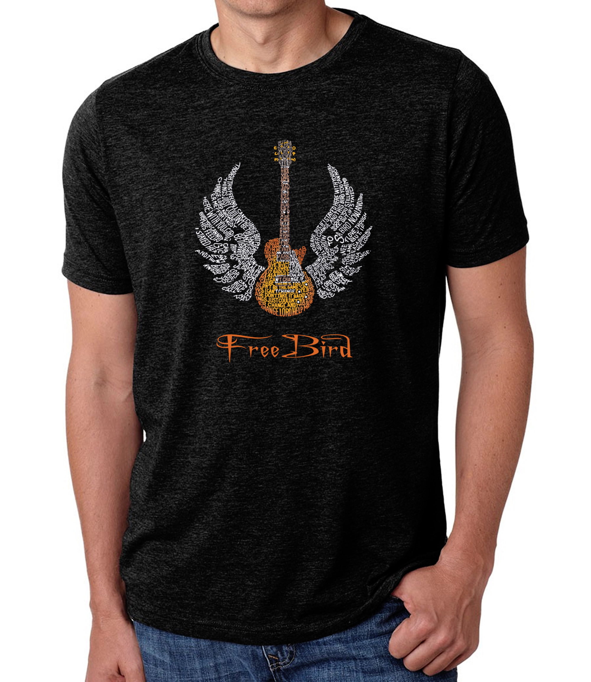 LA Pop Art Men's Cotton/Poly Blend Word T-Shirt - LYRICS TO FREEBIRD