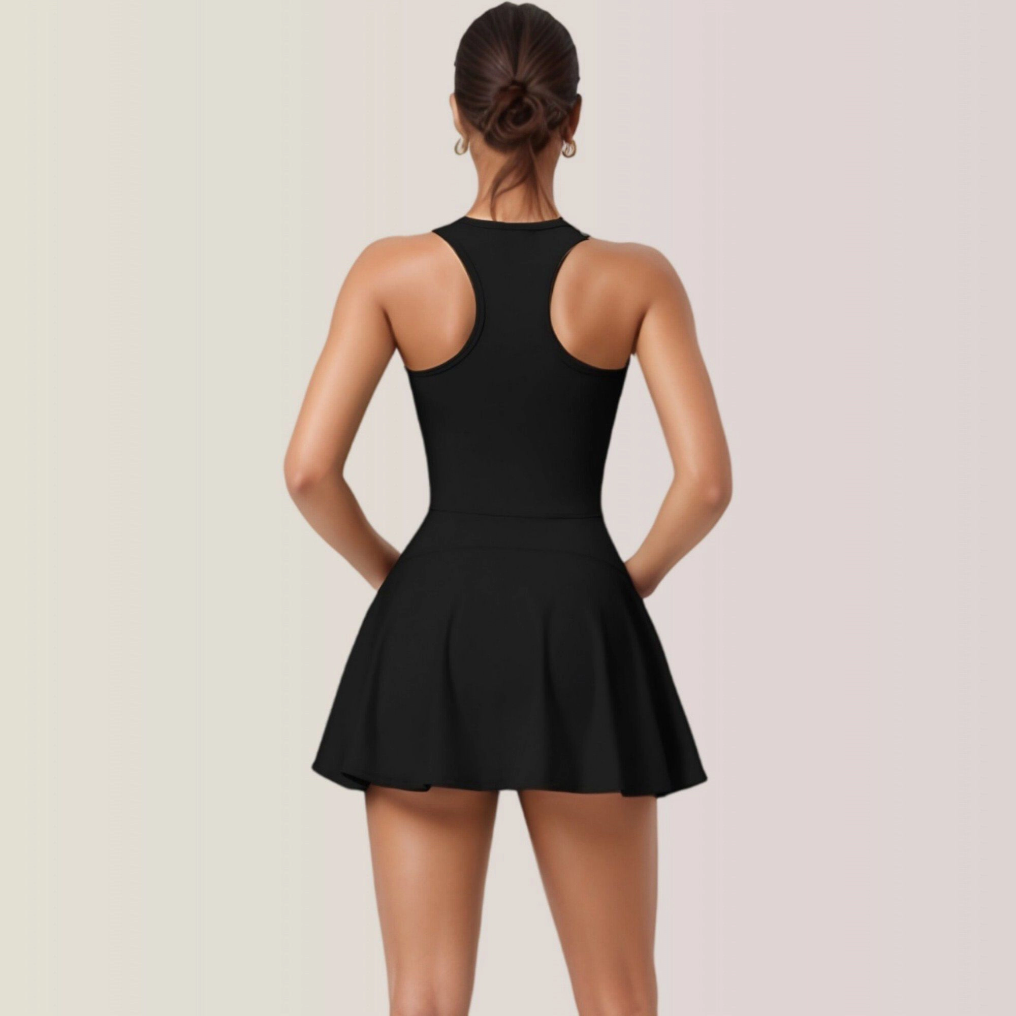 Anna-Kaci Women's Sleeveless Zip Front Athletic Tennis Dress