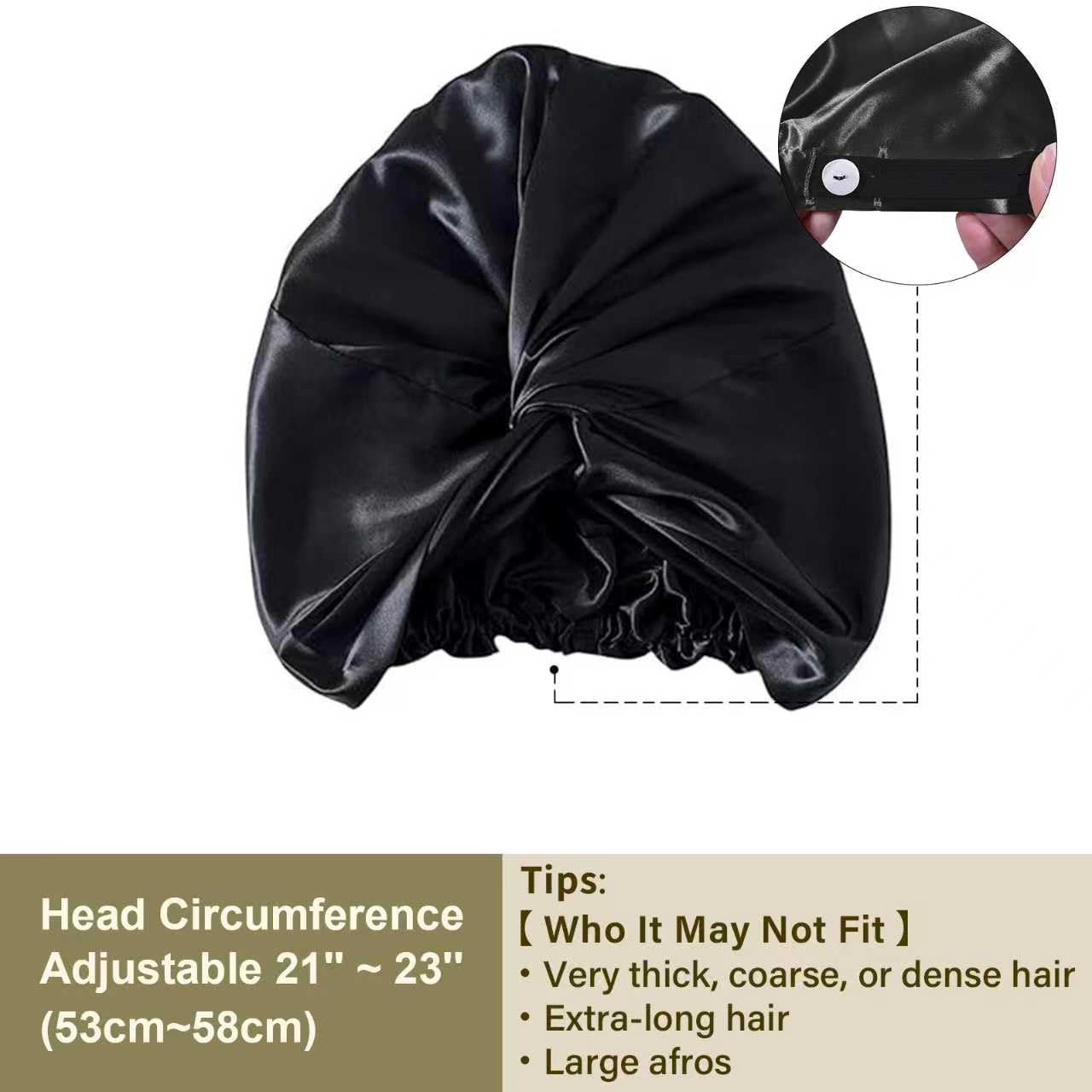PIGFDK 22 Momme Mulberry Silk Bonnet For Sleeping Women  Black