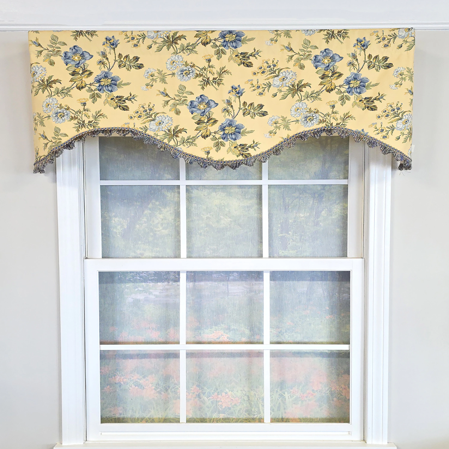 RLF Home 100% Cotton Sunrise Cornice  Fully lined Windows Rod Pocket Valance 50" x 17"  Yellow