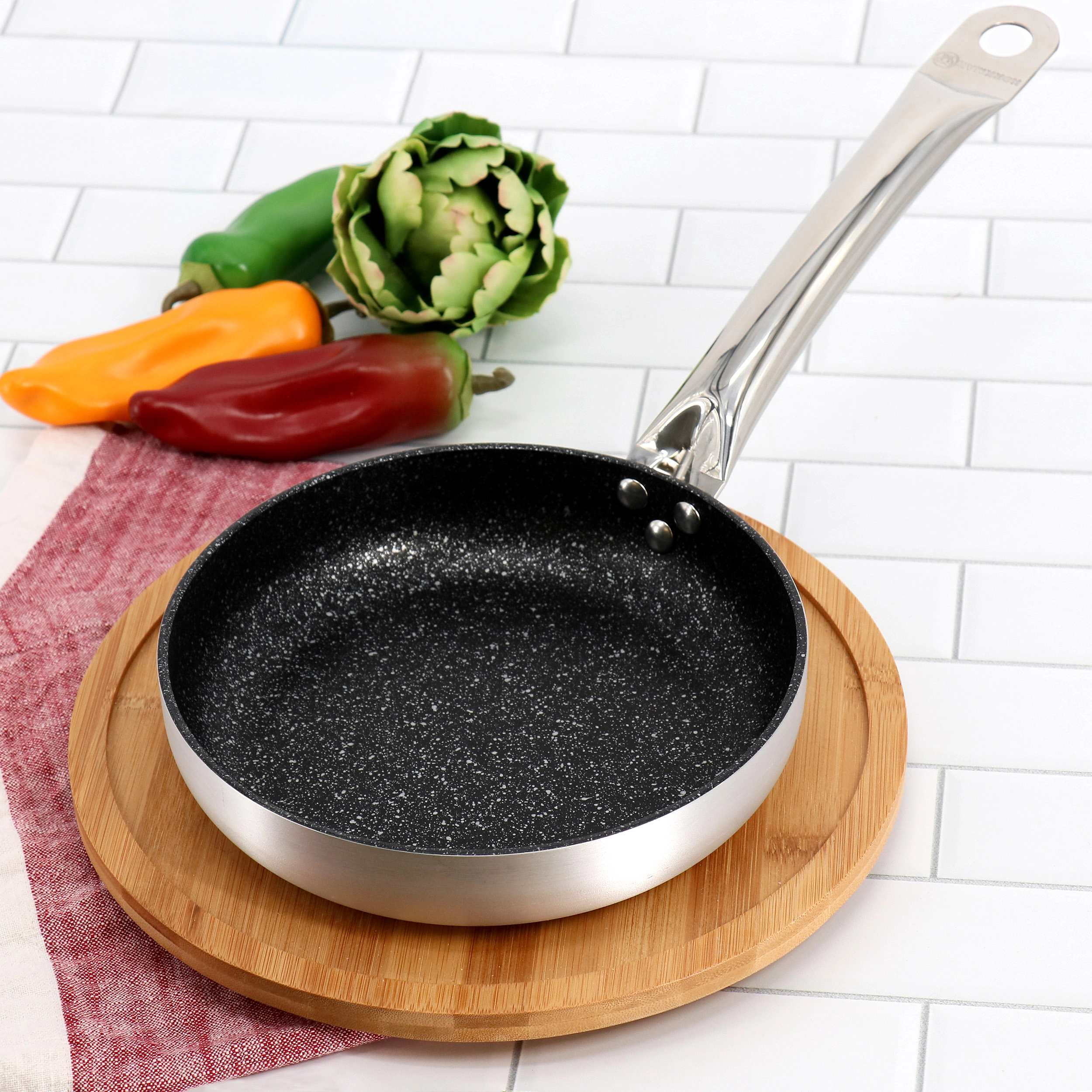 Korkmaz Gastro Inch Proline Professional Series Tava and Frypan in Brushed Silver