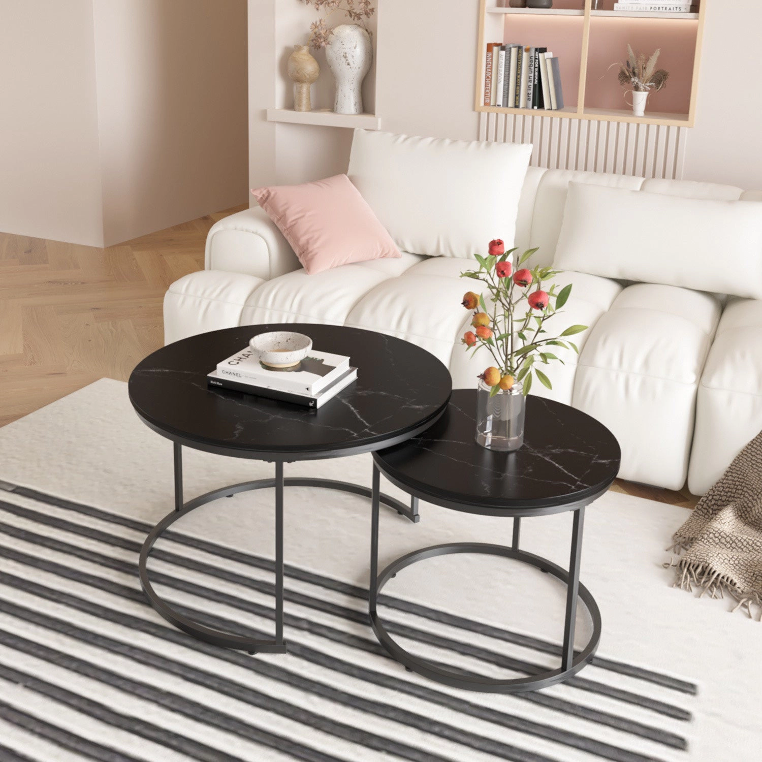 GBruno 2-Piece Nesting Coffee Table Set Round