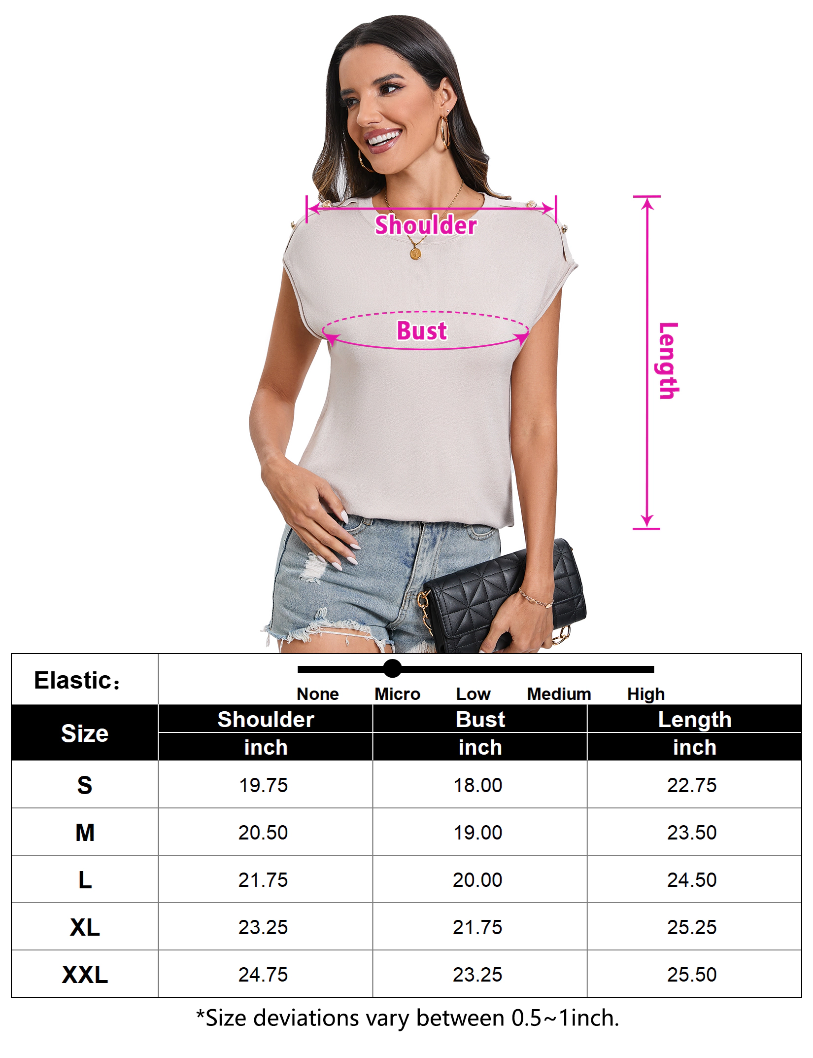 KOJOOIN Womens Crew Neck Sweater Sleeveless Thin Casual Basic Knit Pullover Shoulder Button Shirt