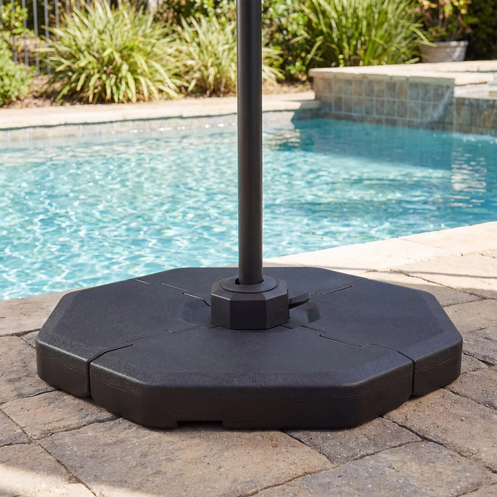 SUGIFT 4-Piece Black Fillable Cantilever Umbrella Base, 350-Lb Hold-Down