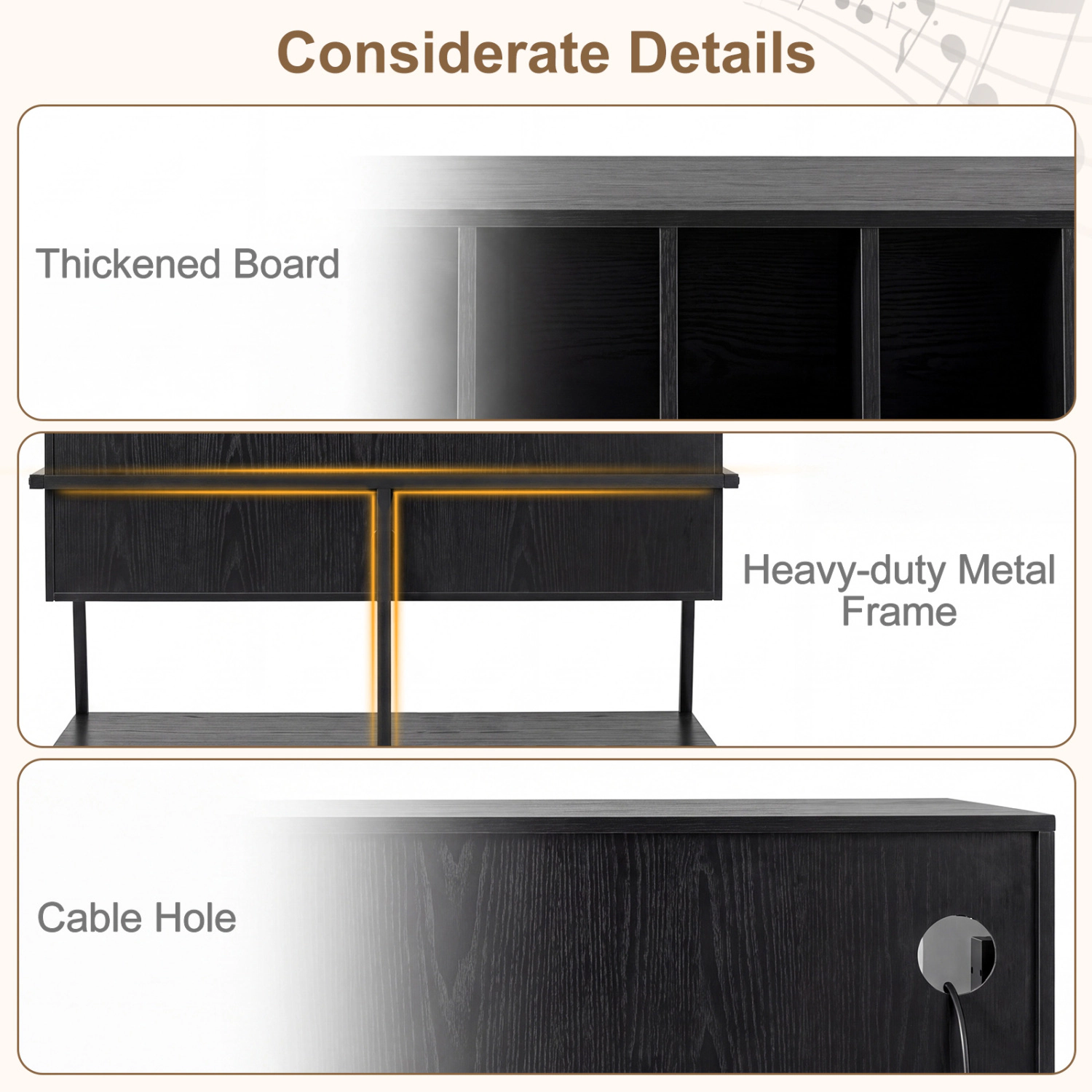 Glintex 40-Inch Turntable Stand with 8 Compartments and Built-In Charging Ports