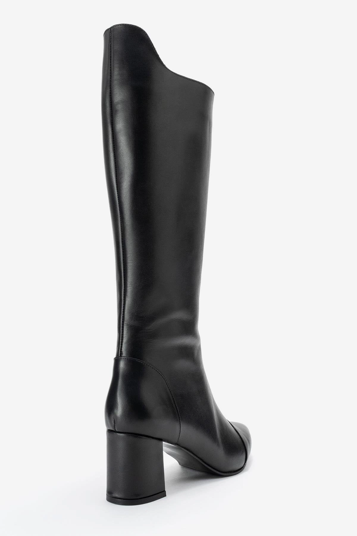Forever & Always Womens Osmera Leather Block Heel Knee High Boots