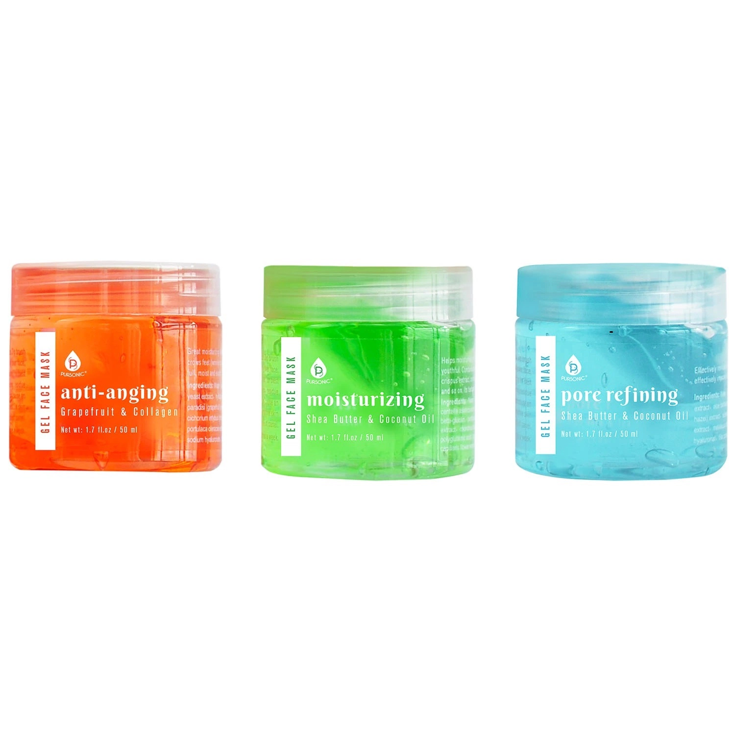 Pursonic Women’s Pack Facial Therapy Gel Face Masks with Mask Applicator