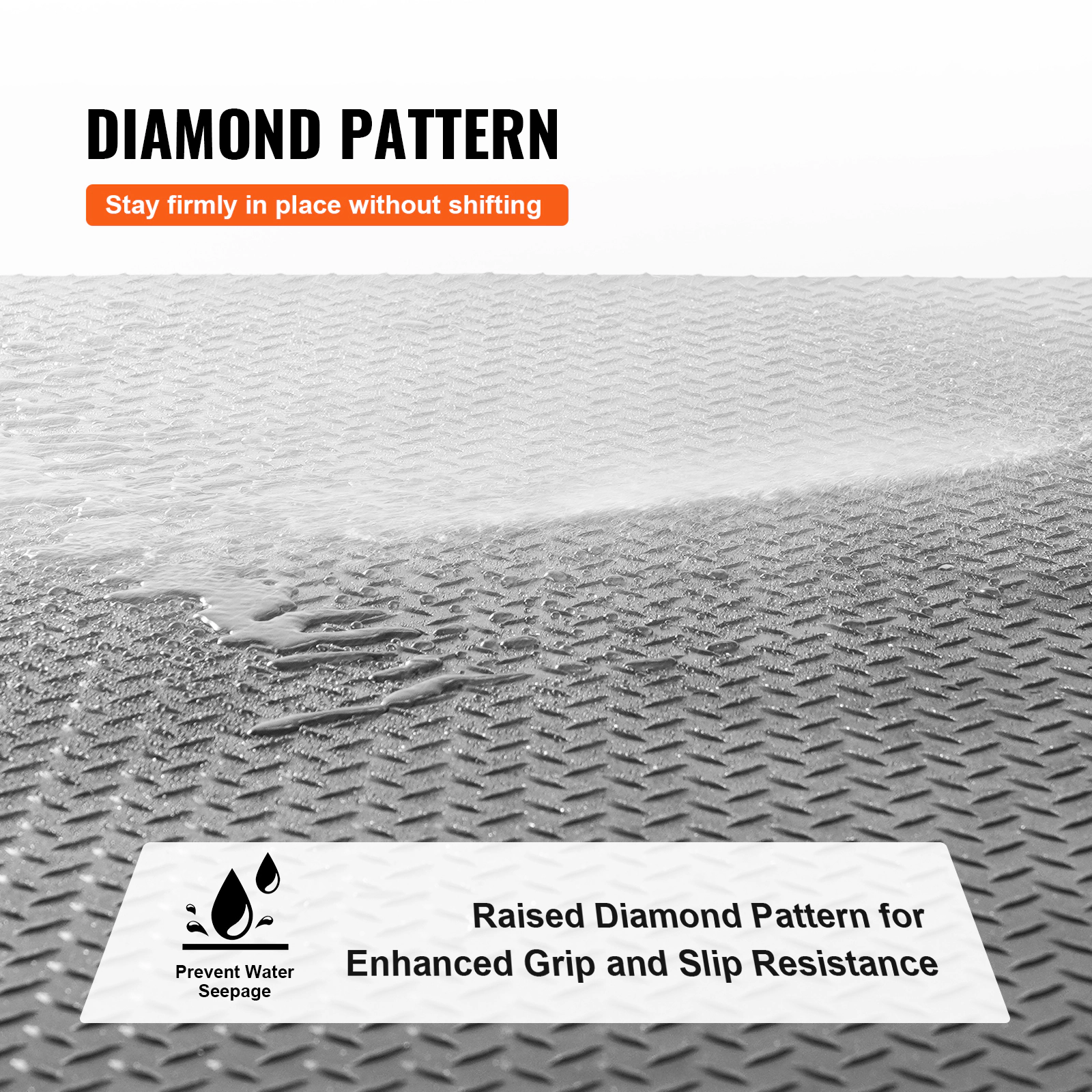 HONGGE Diamond-Plate Rubber Flooring Roll 3 mm x 4 ft Garage Floor Mat SBR Rubber Garage Flooring Roll Easy to Clean