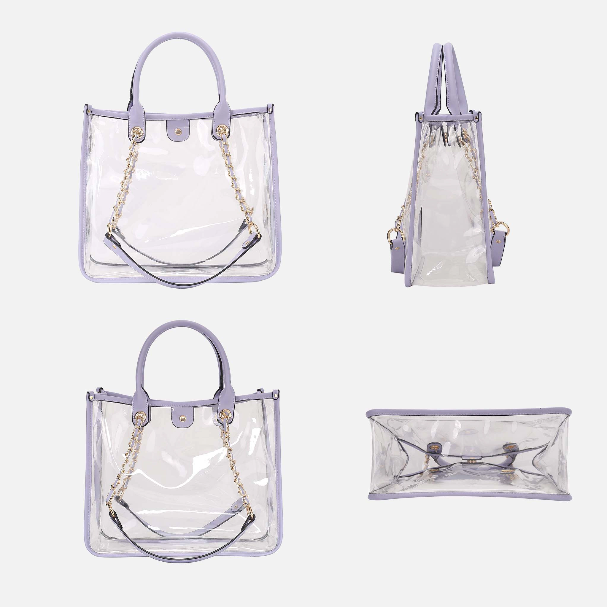 Mia K Collection 3-in-1 Handbag Set - Structured Tote, Tweed Bucket Bag & Mini Zipper Pouch